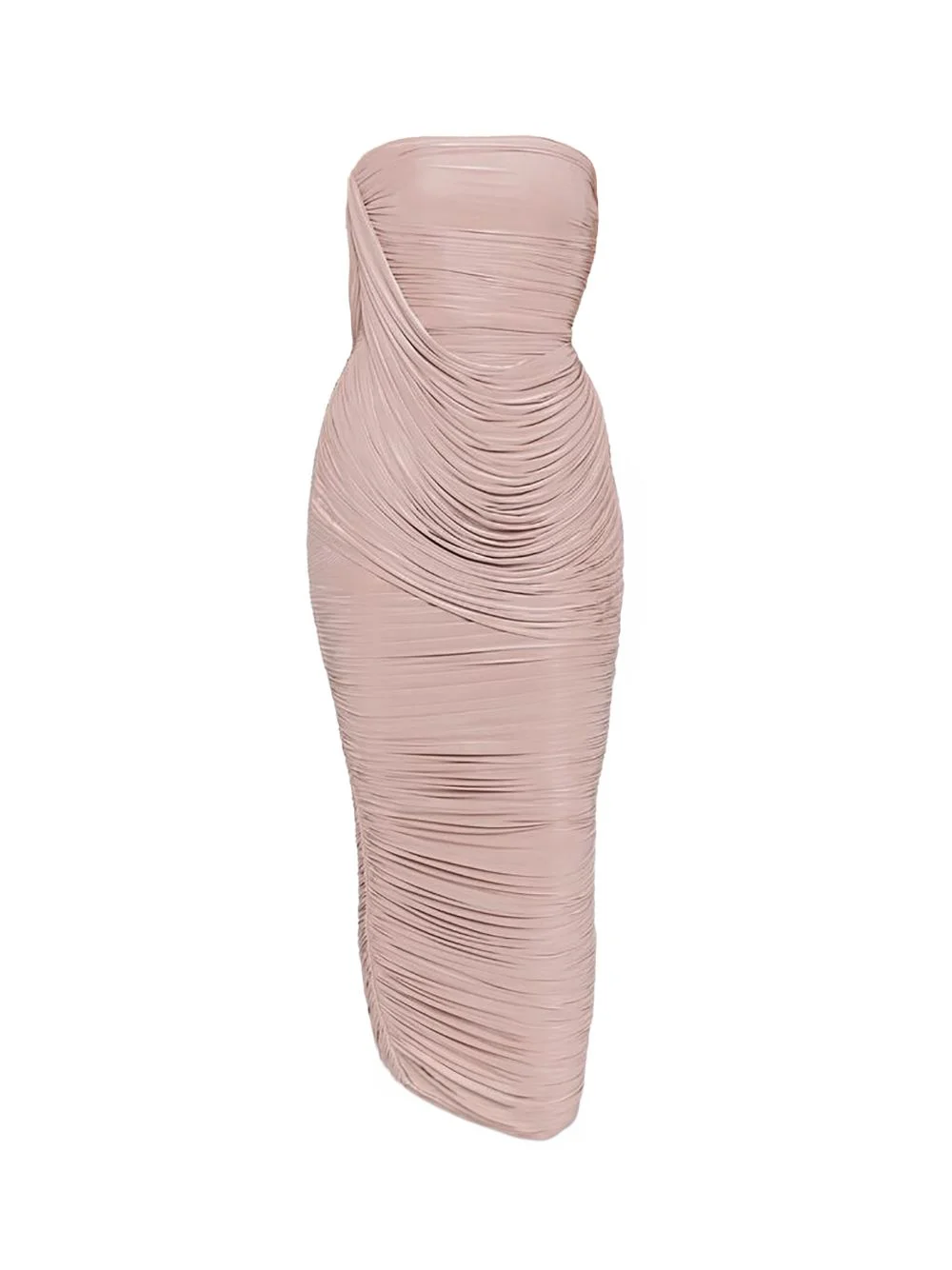 gathered strapless midi dress - 1