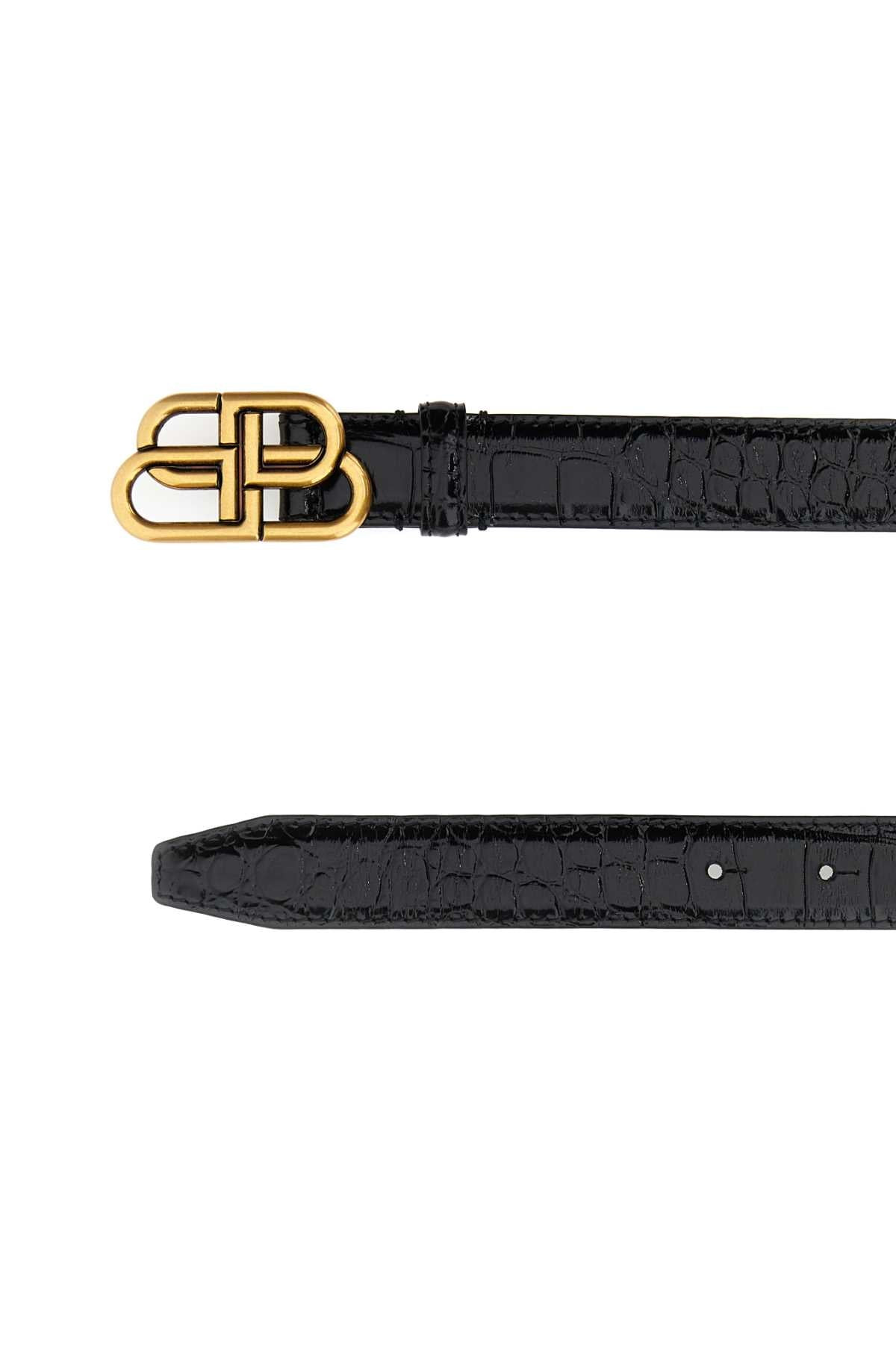 Balenciaga Women Black Leather Bb Belt - 2