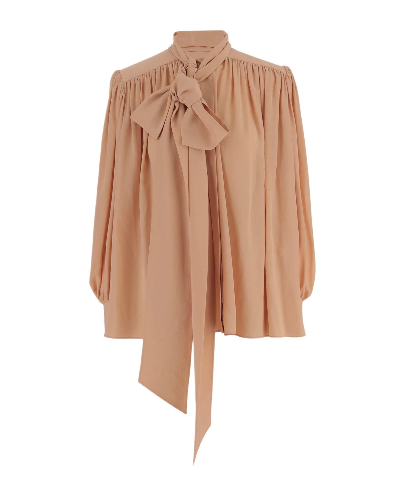 Silk Blouse With Bow At The Neck - 1