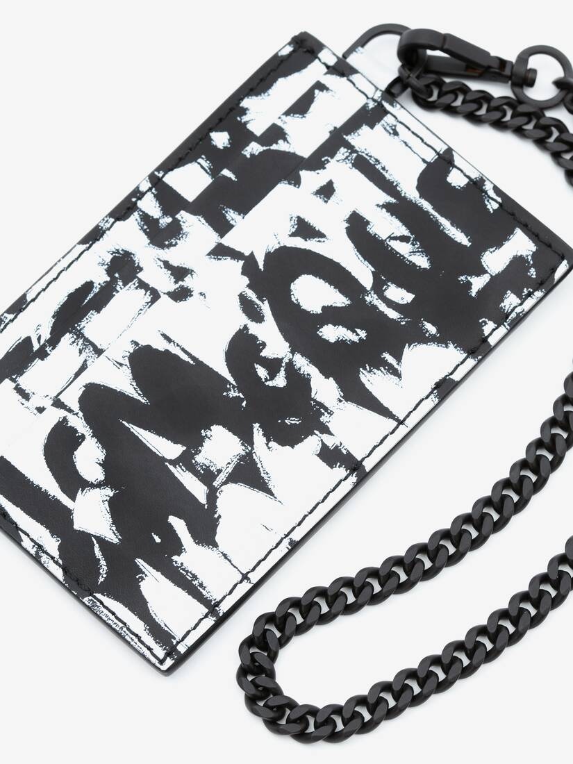 Mcqueen Graffiti Chain Card Holder in Black/white - 4