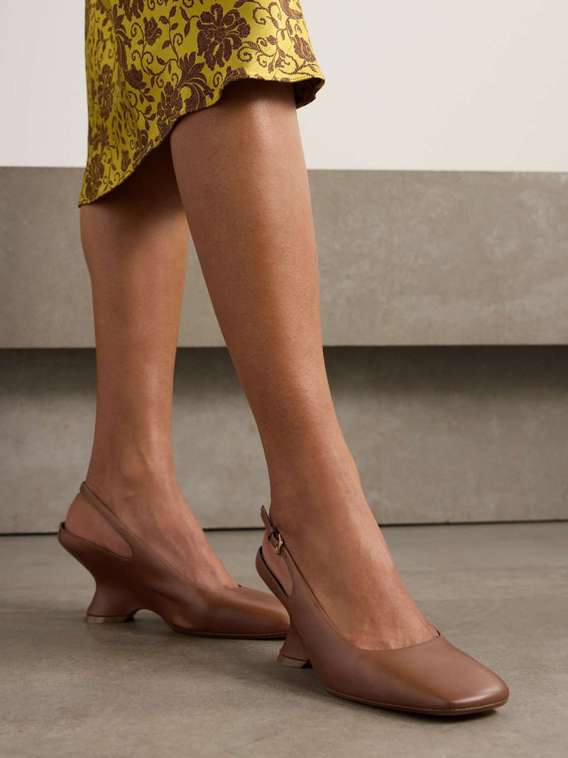 Dries Van Noten Leather slingback pumps Tan outlook