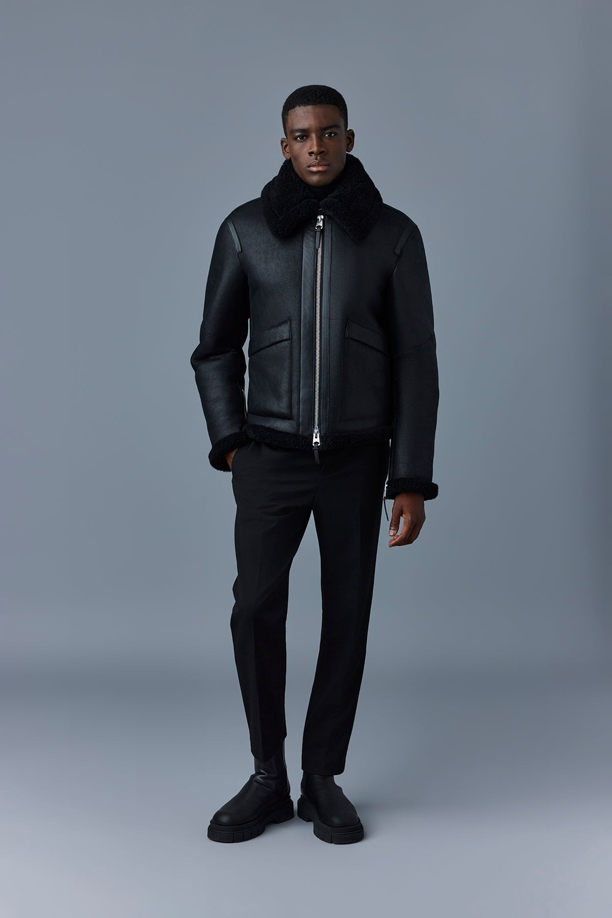 KRISTIAN Sheepskin jacket with spread collar - 2
