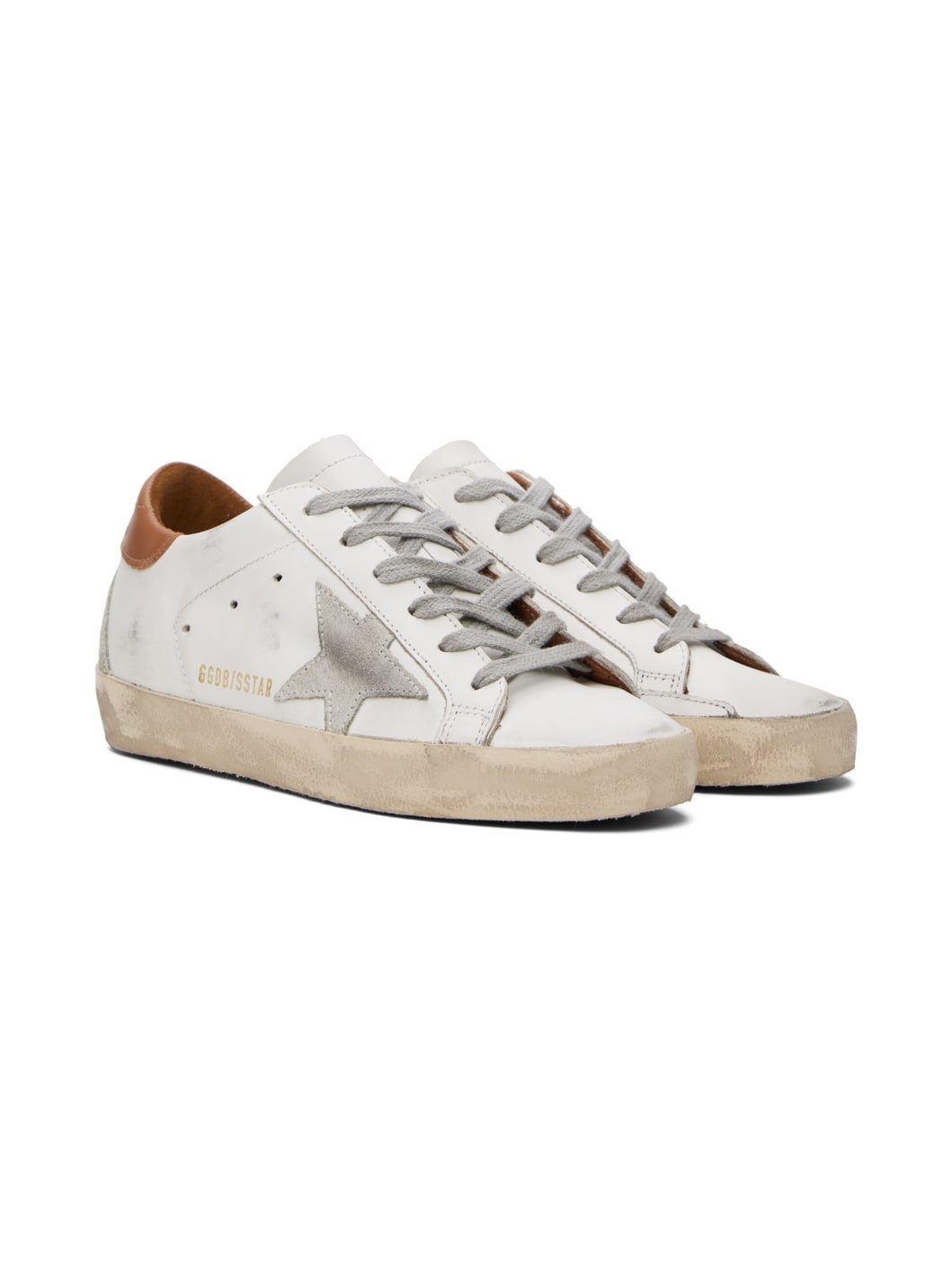 SSENSE Exclusive White & Brown Super-Star Sneakers - 4