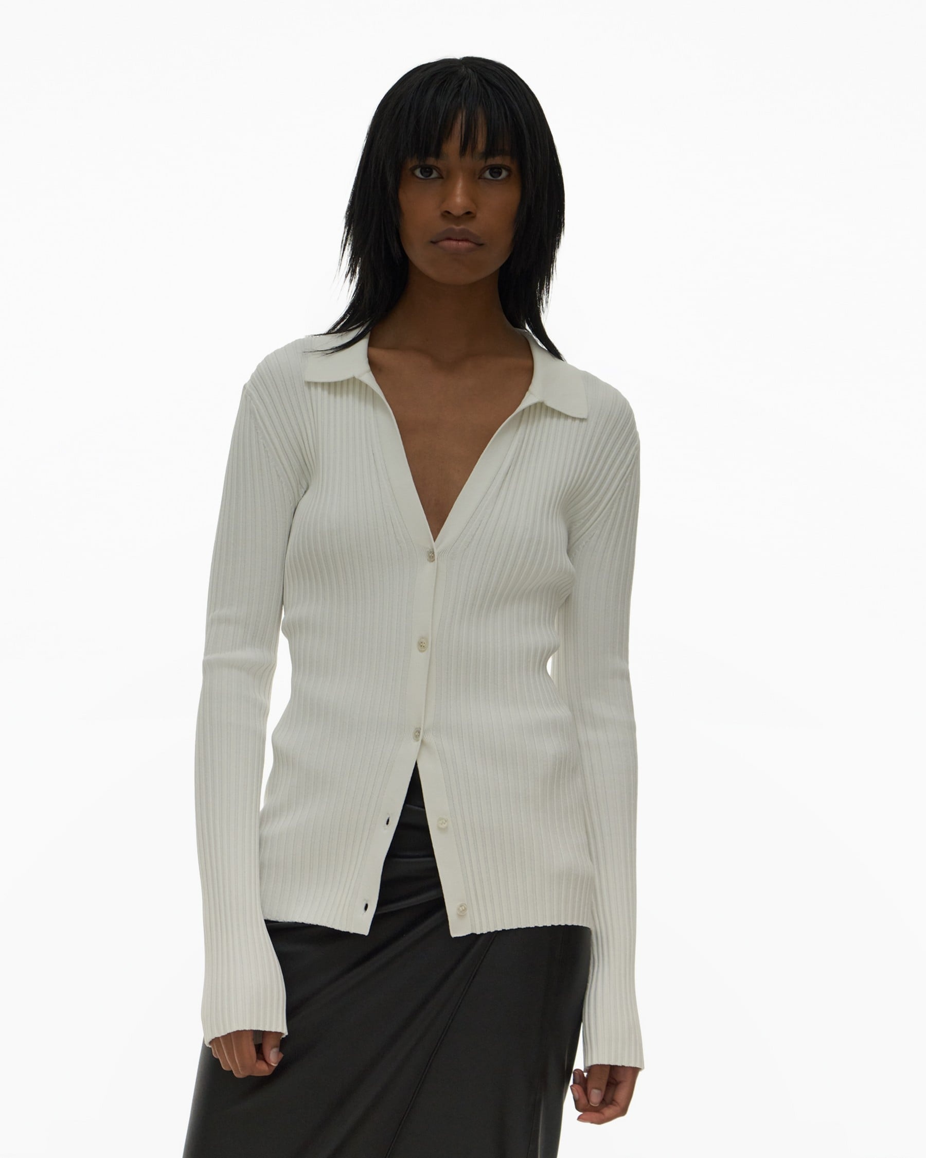 RIBBED POLO CARDIGAN - 3