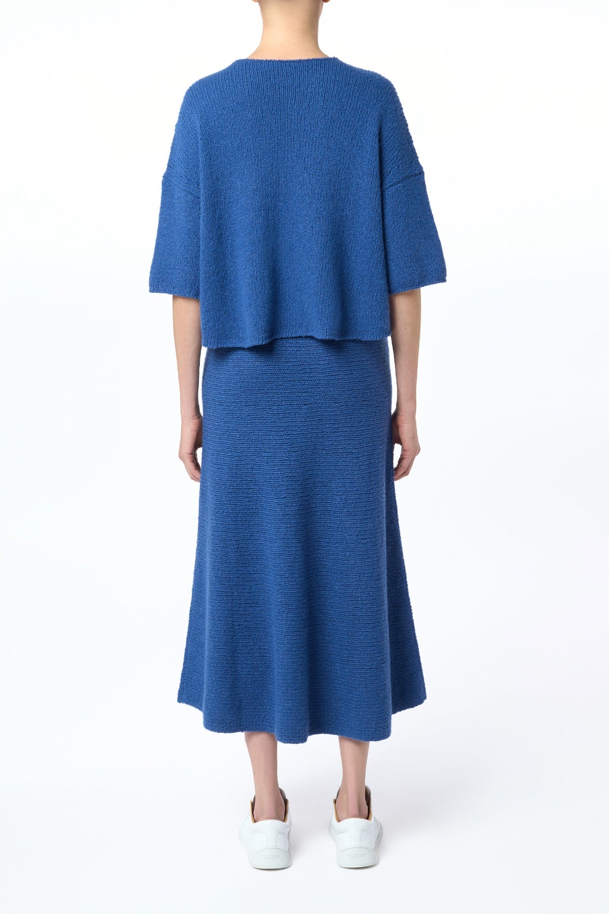 Pomona Cropped Knit T-Shirt in Dark Blue Denim Cashmere - 4