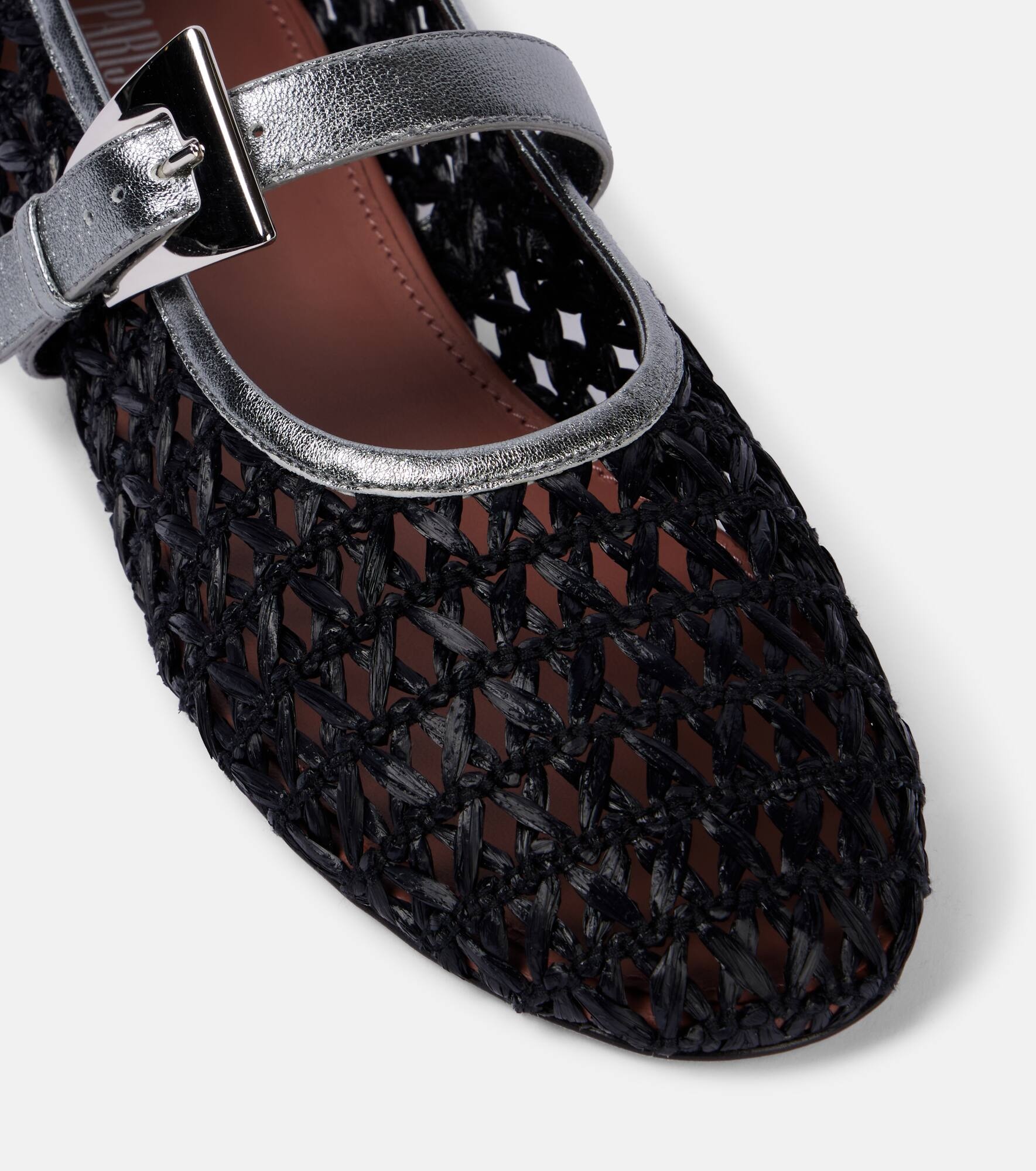 Sveva buckle-detail raffia ballet flats - 5