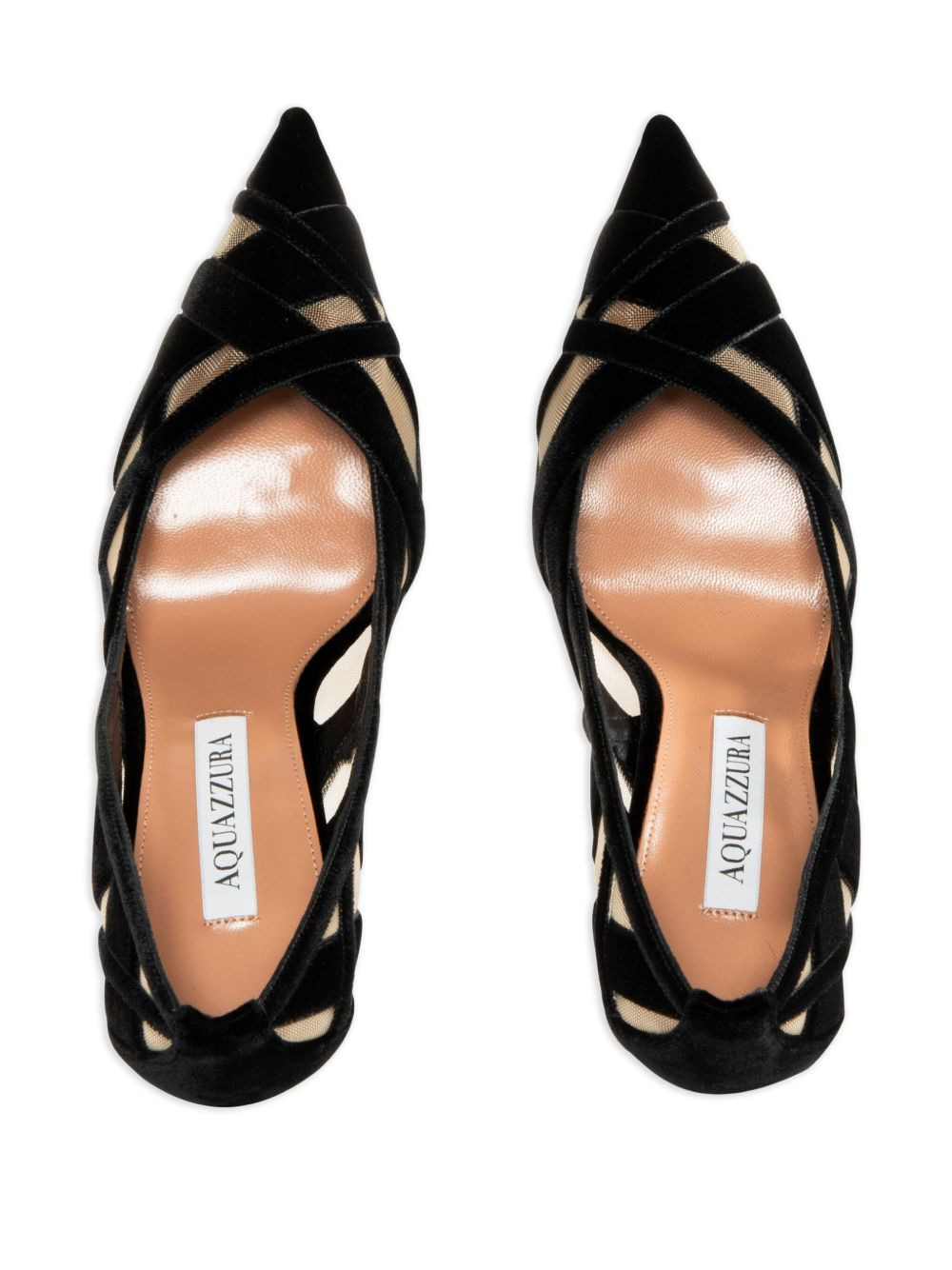 105mm velvet-mesh pumps - 3