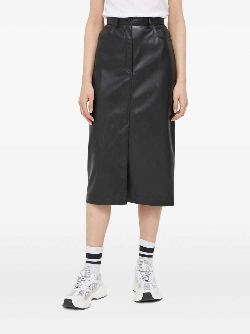 belt-loop midi skirt - 1