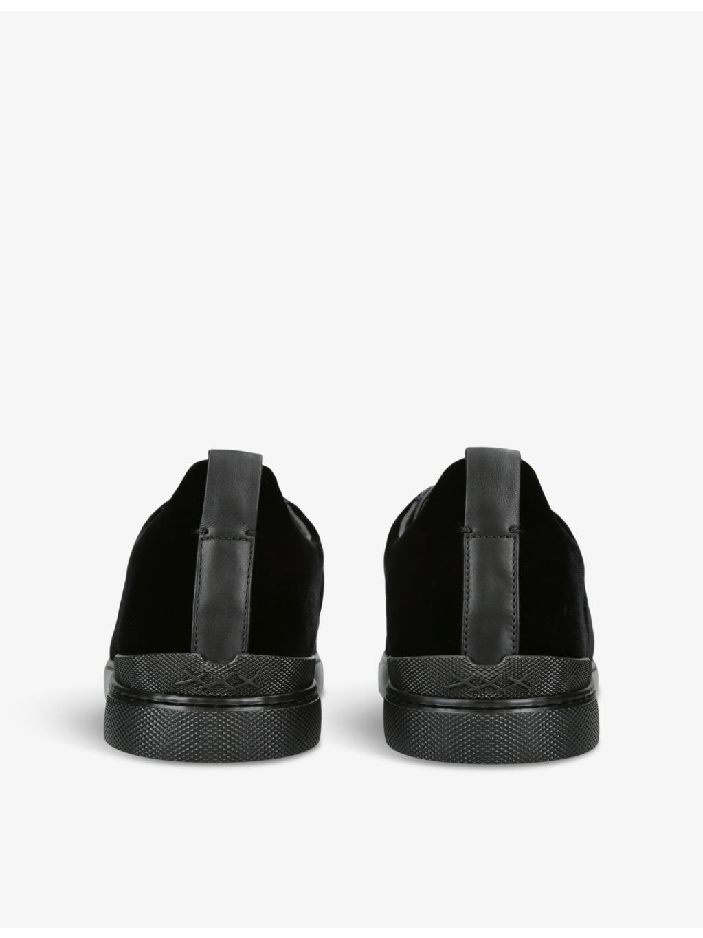 Triple Stitch velvet and leather low-top trainers - 4