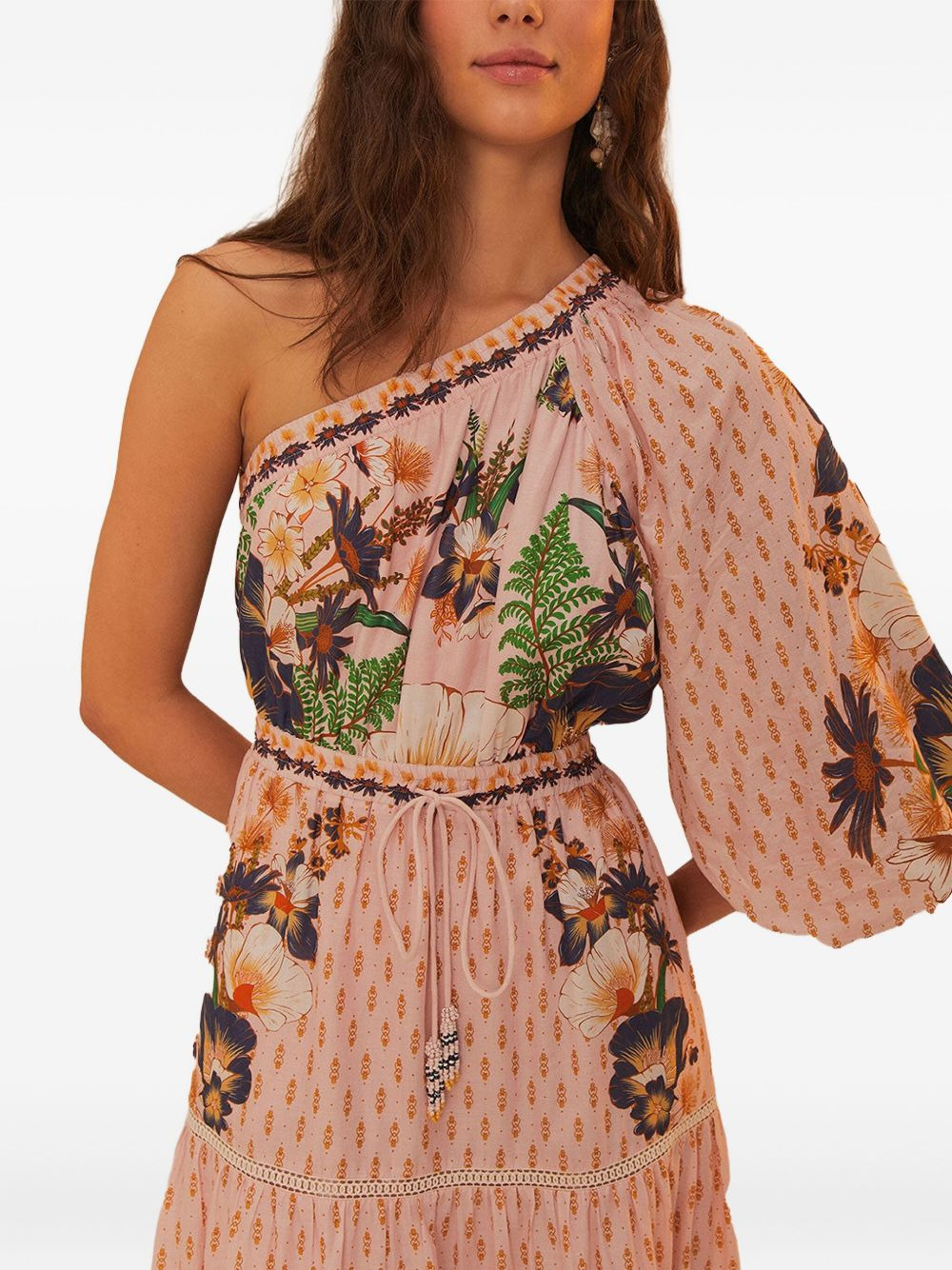 one-sleeve cotton dress - 4