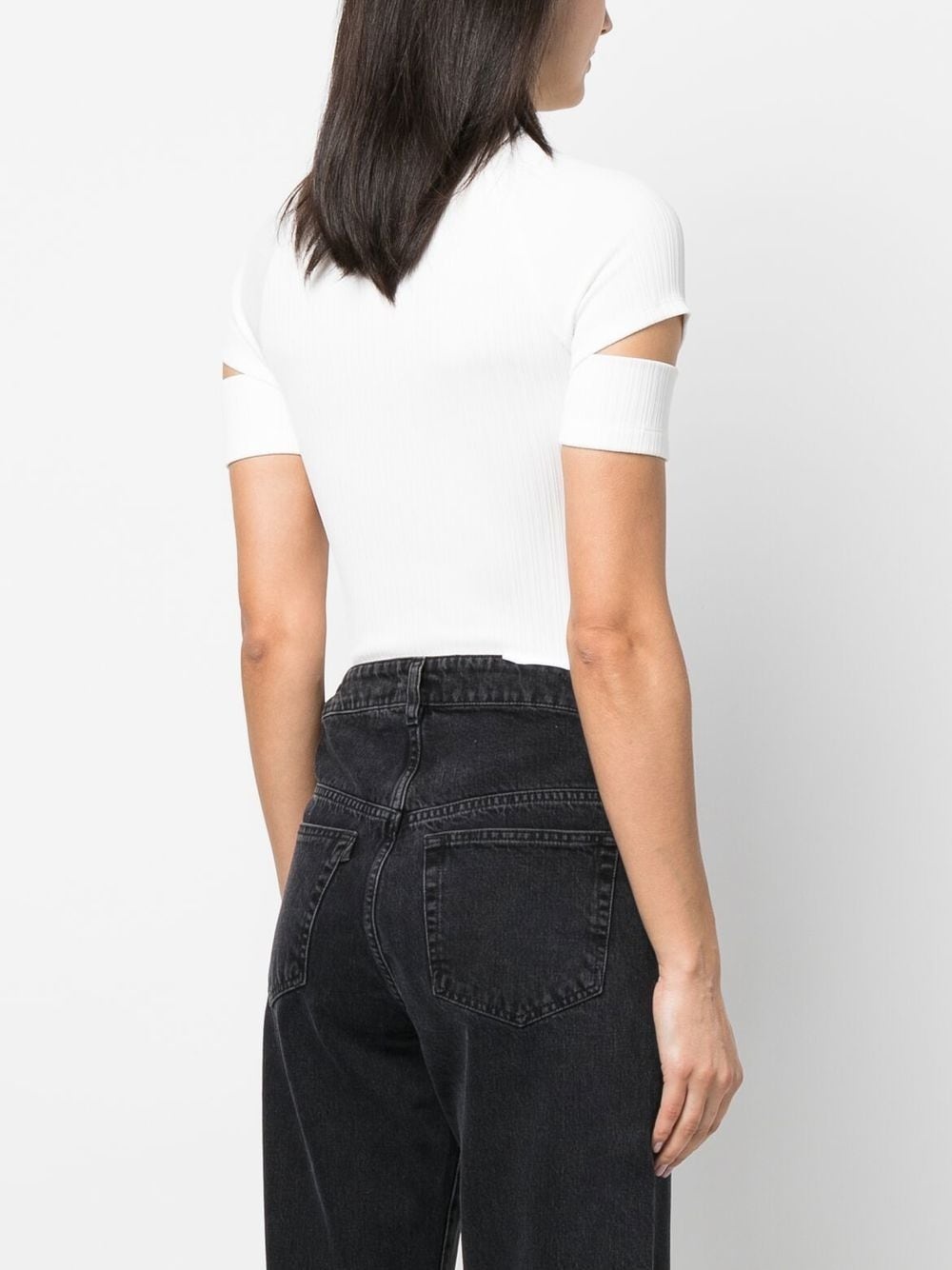 ribbed cut-out sleeve top - 4
