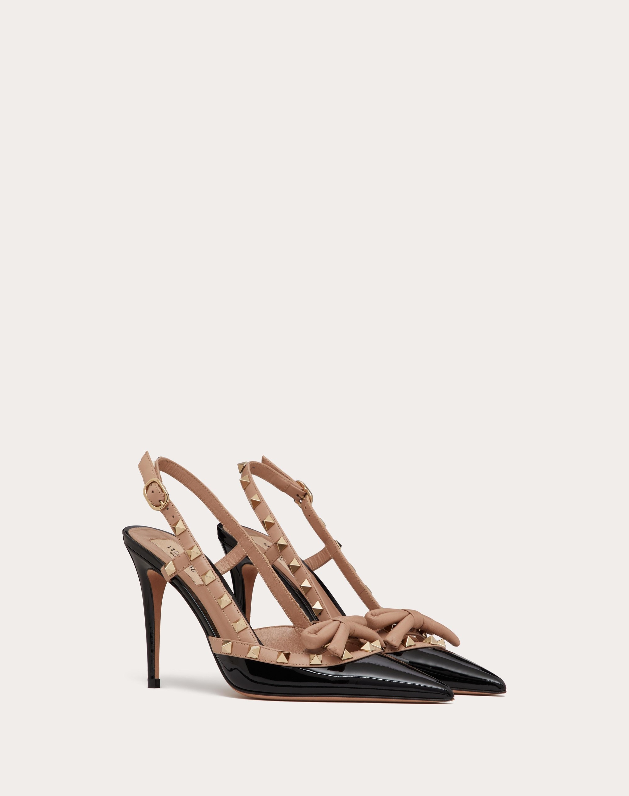 ROCKSTUD BOW SLINGBACK PATENT LEATHER PUMP 100MM - 2