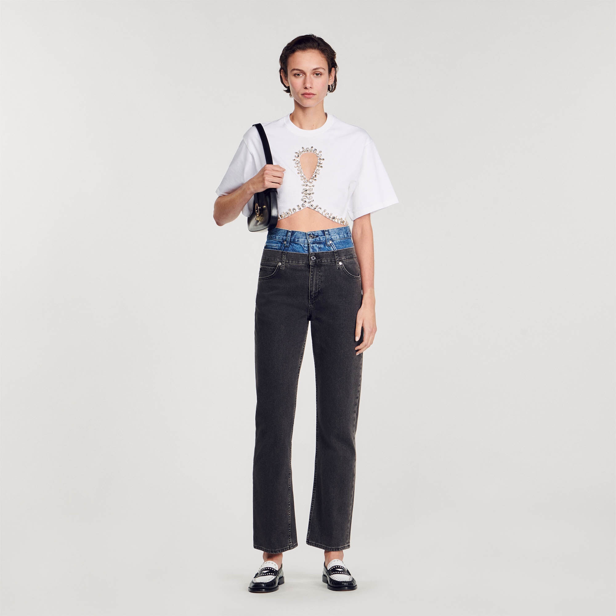 RHINESTONE CROPPED T-SHIRT - 2