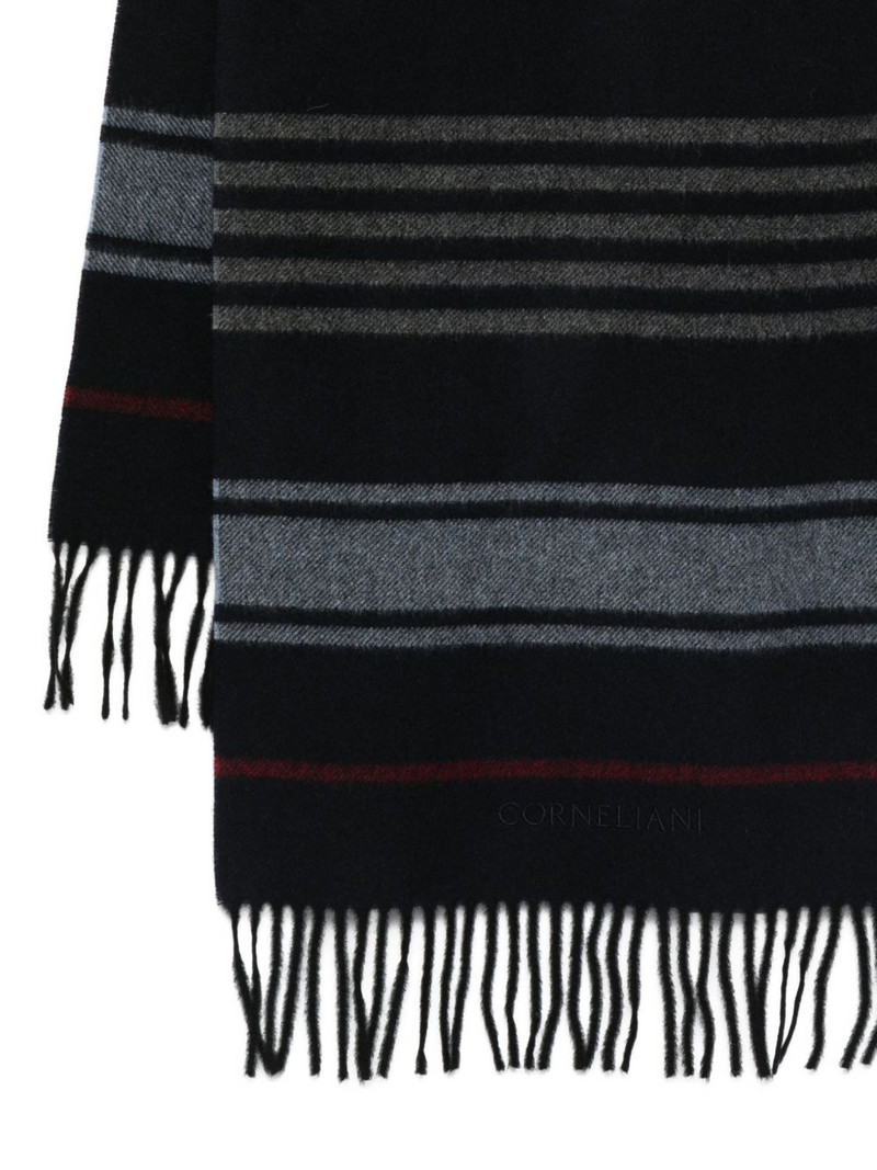 CORNELIANI striped fringed scarf outlook