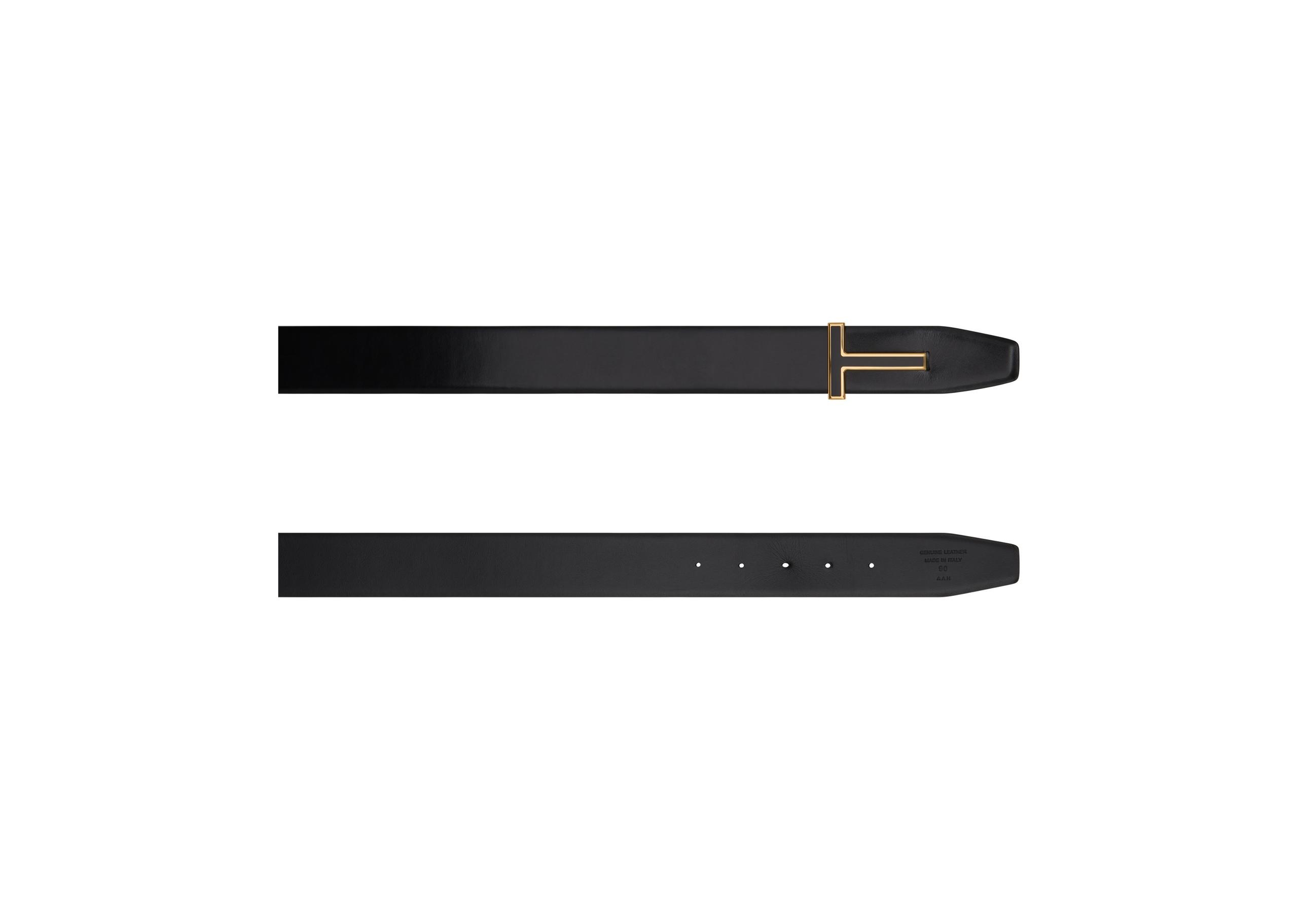 SMOOTH LEATHER ENAMEL INSERT T BELT - 2