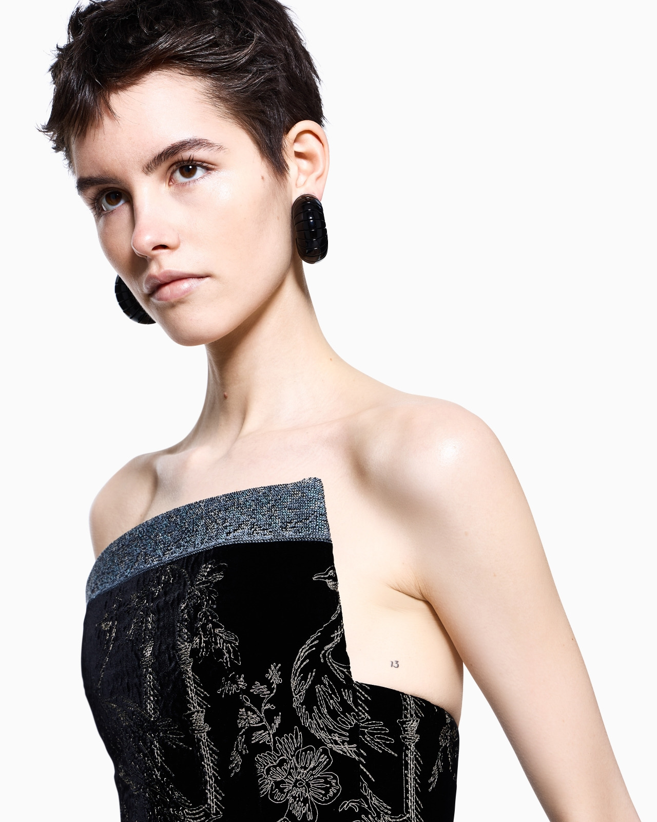 EMBROIDERED VELVET BUSTIER TOP - 5