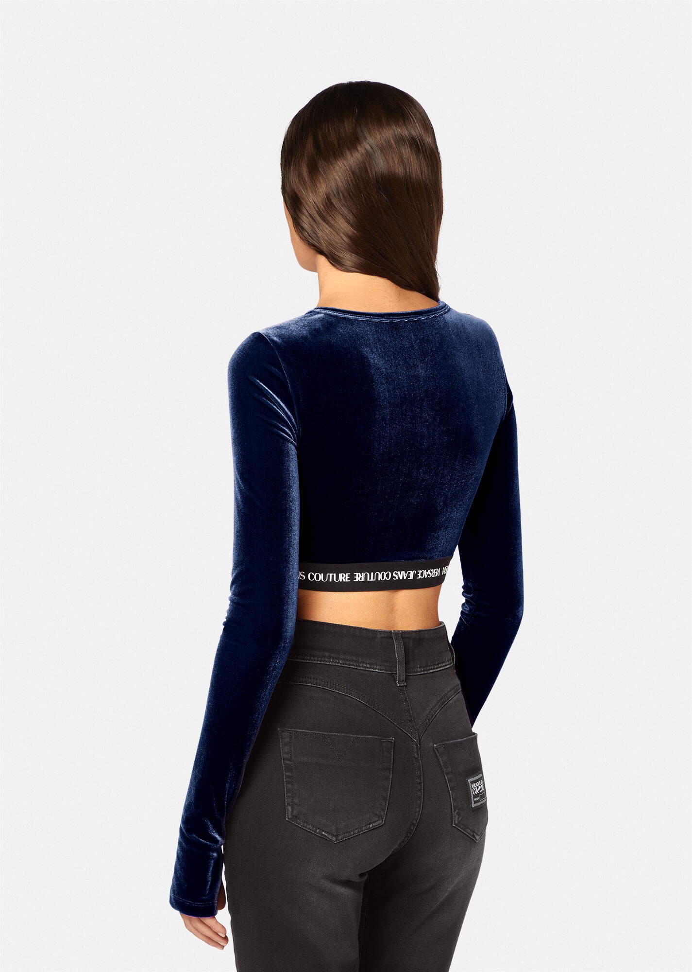 Logo Velvet Crop Top - 4