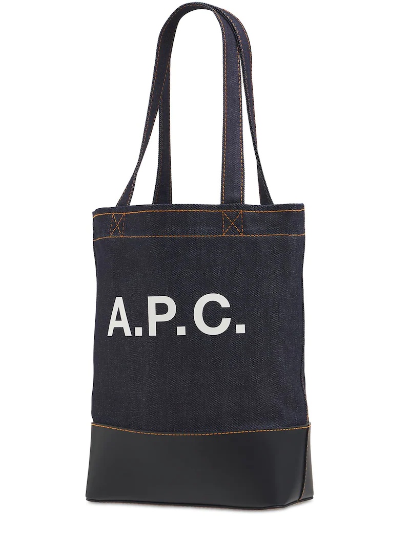 AXEL SMALL DENIM & LEATHER TOTE BAG - 4