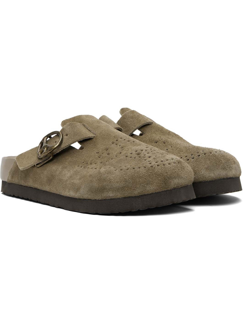 Taupe Suede Clog Slip-on Loafers 4