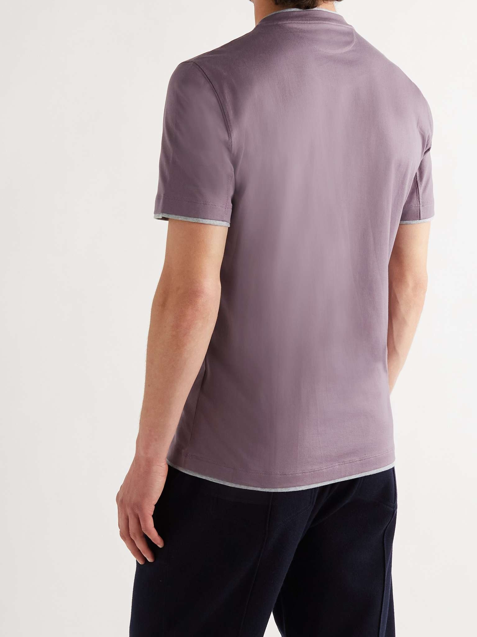 Slim-Fit Layered Cotton-Jersey T-Shirt - 4