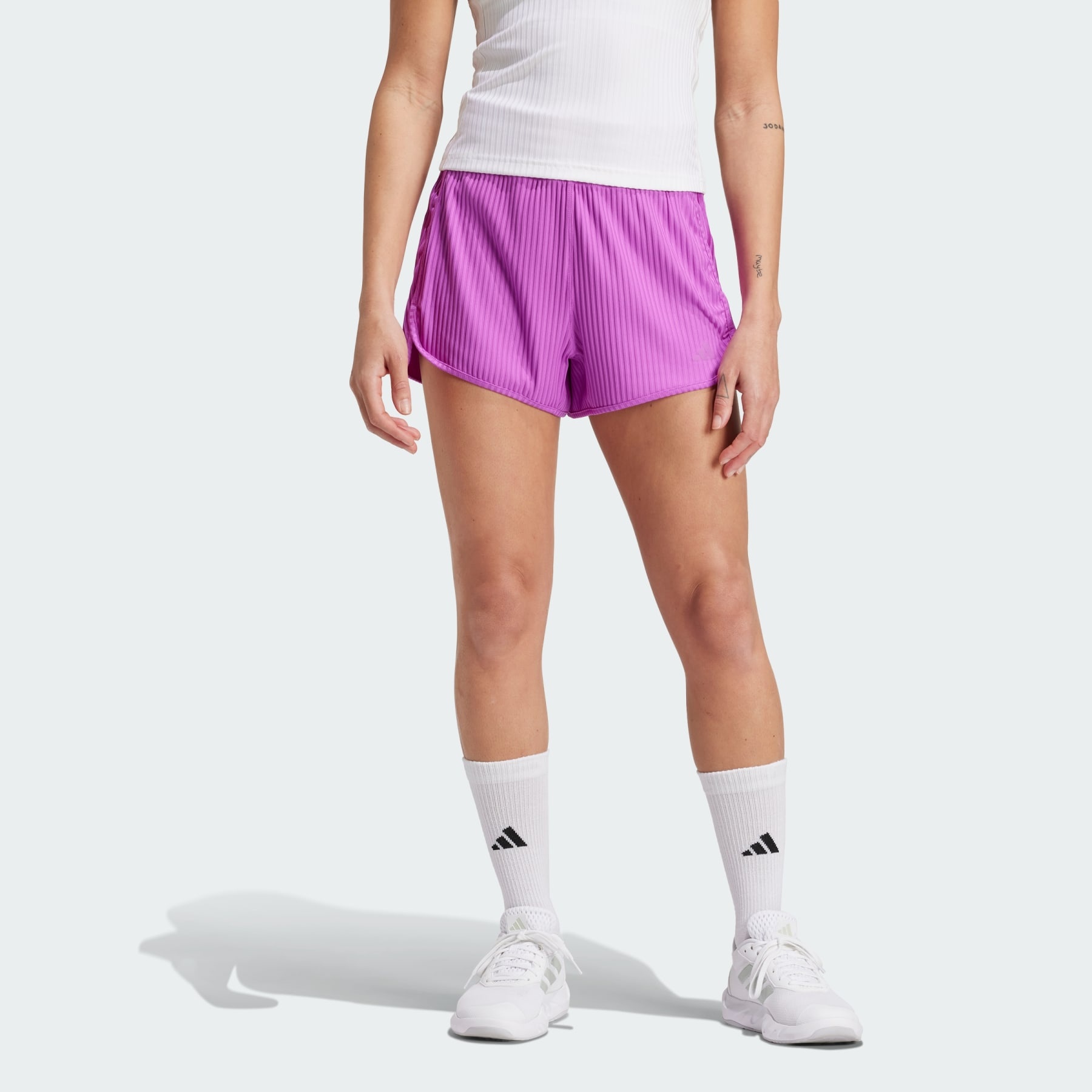 Pacer All Gym Seasonal Rib High-Rise Tonal 3-Stripes Shorts - 2