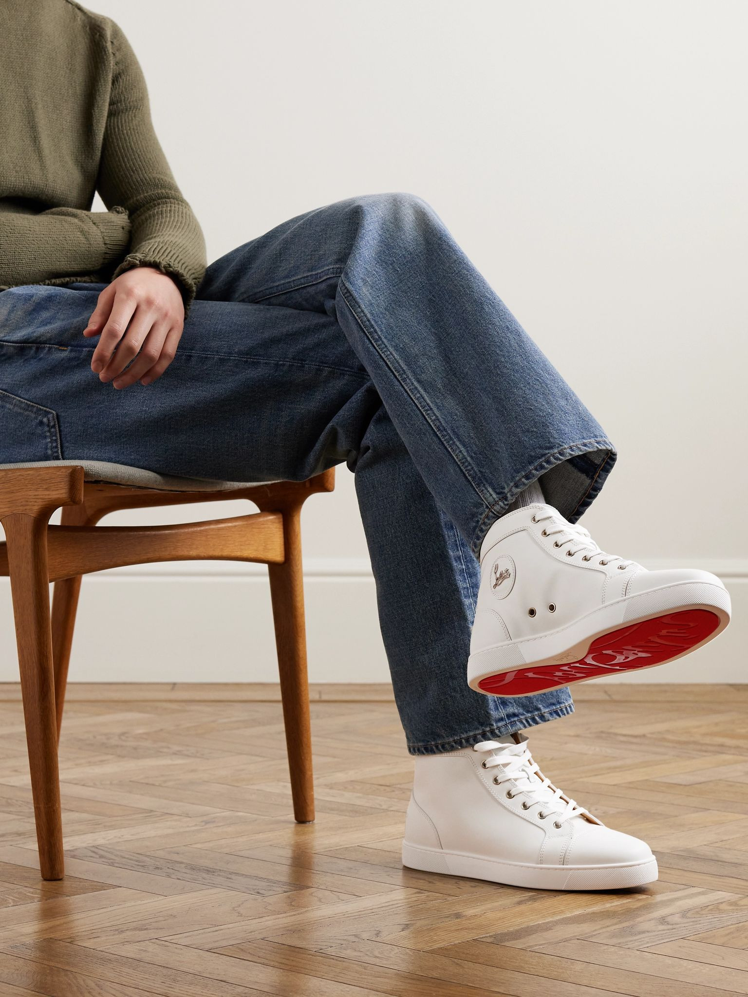 Louis Leather High-Top Sneakers White - 2