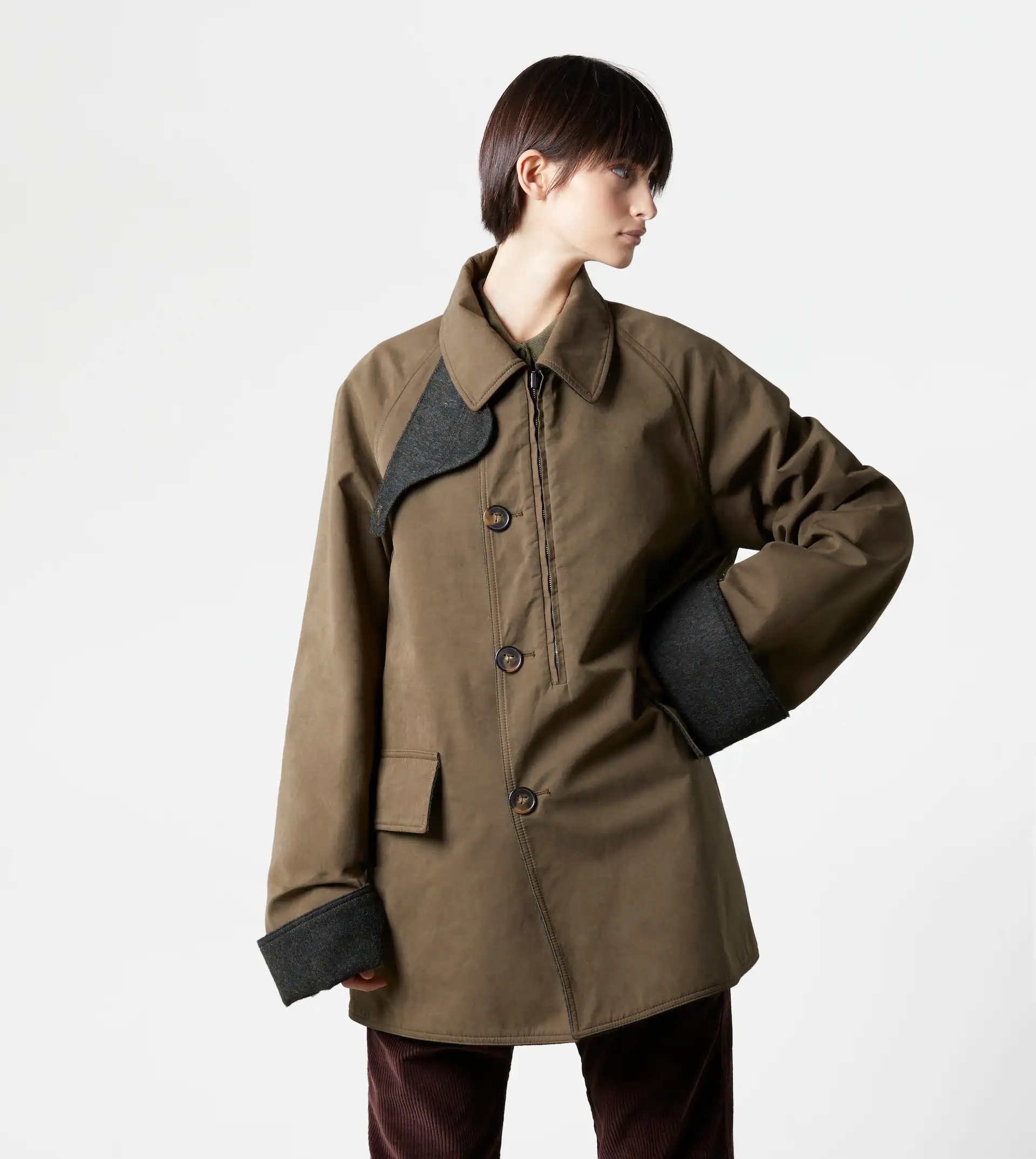 CROPPED REVERSIBLE COAT - GREEN - 6