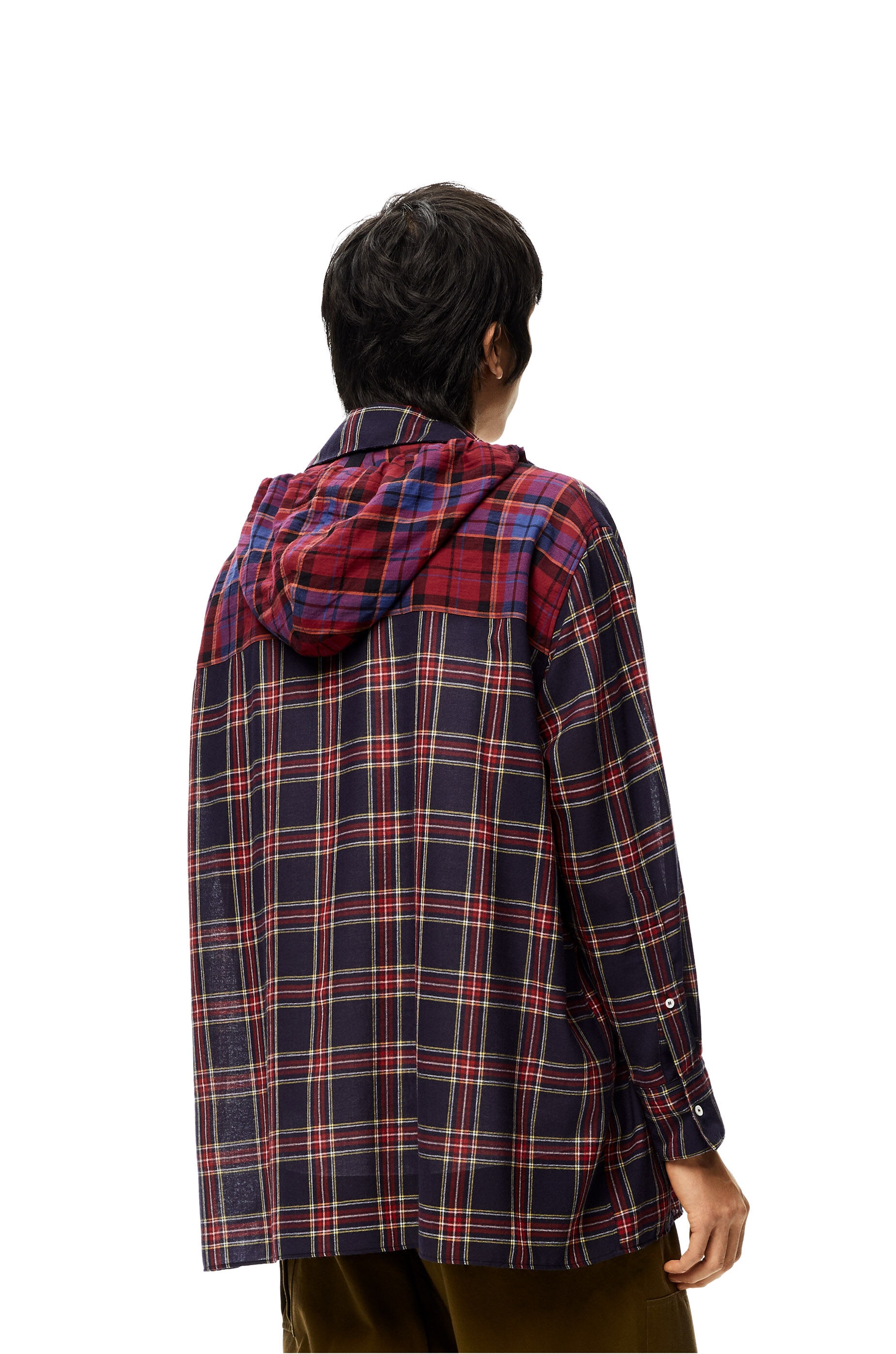 Hooded check overshirt in wool - 4