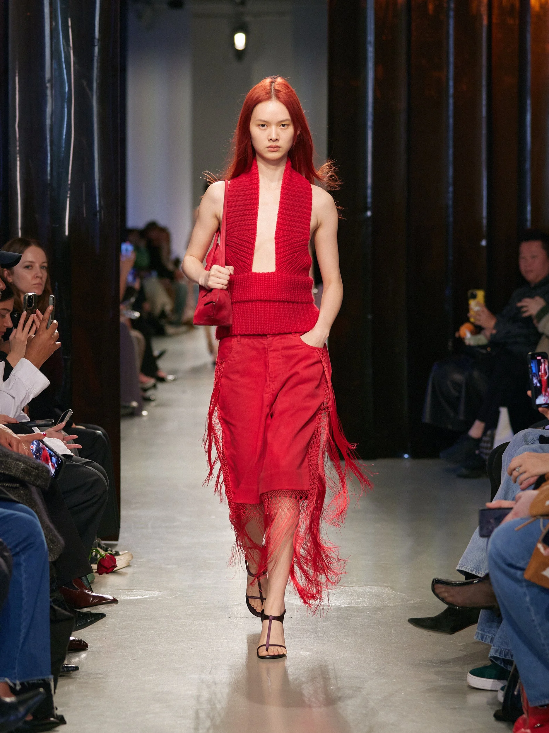 Macrame Fringed Corduroy Cropped Jean - 1