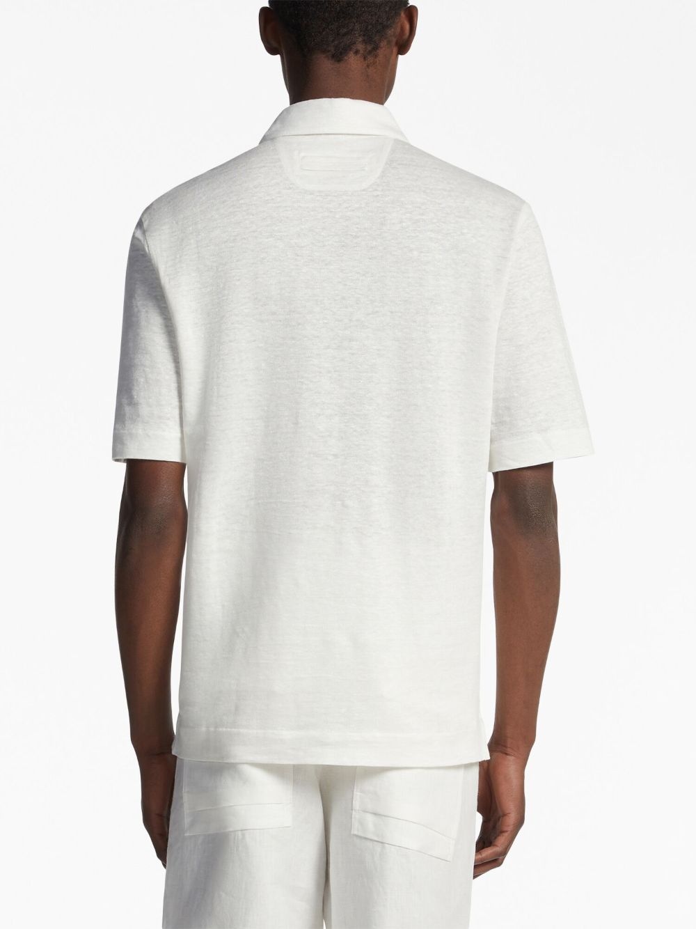 short-sleeve linen polo shirt - 4