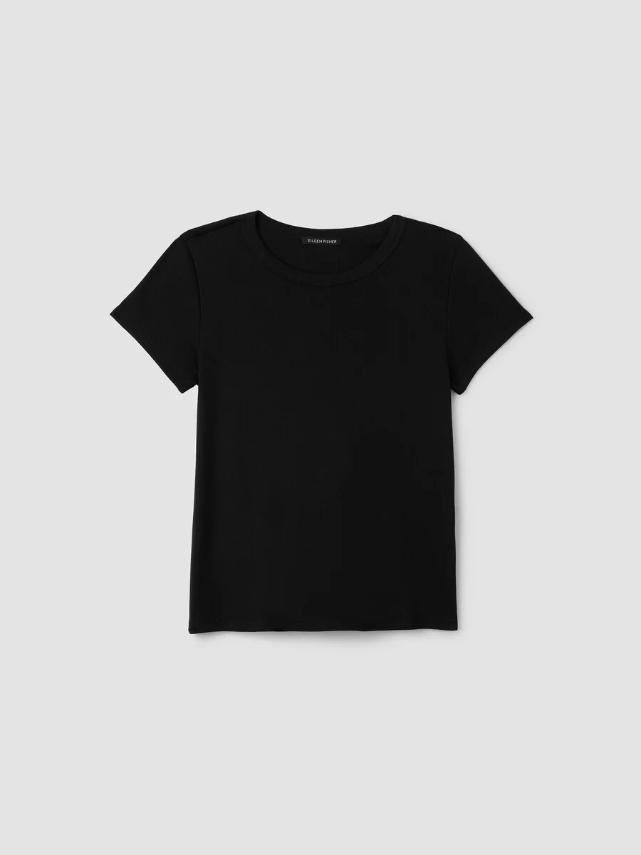 Organic Cotton Stretch Rib Crew Neck Tee - 1