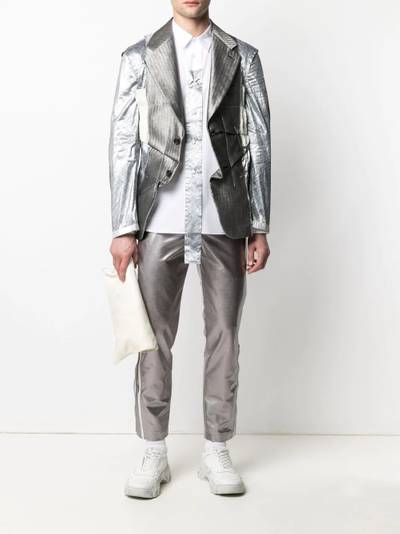 Comme des Garçons Homme Plus metallic-panelled cotton shirt outlook