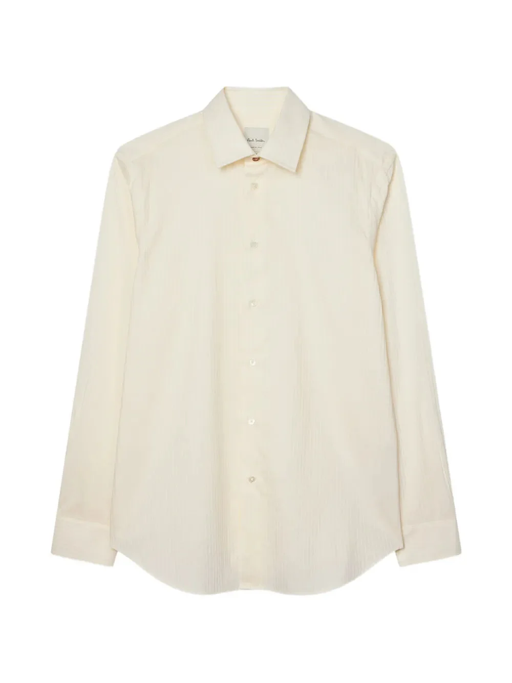 REGULAR-FIT BEIGE STRIPE COTTON-SILK SHIRT - 1
