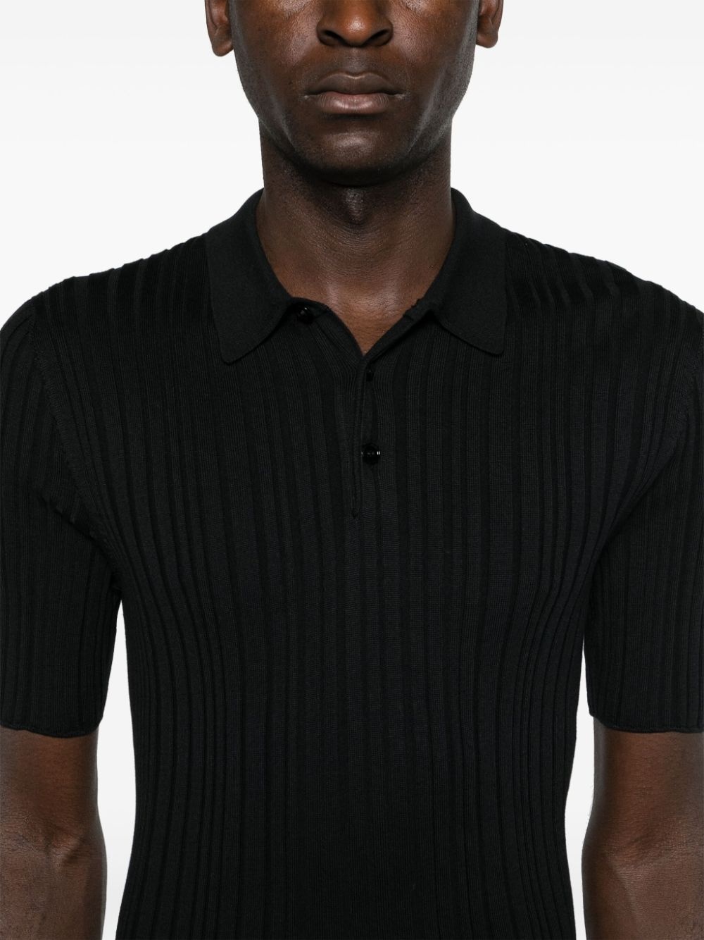 ribbed-knit polo shirt - 5