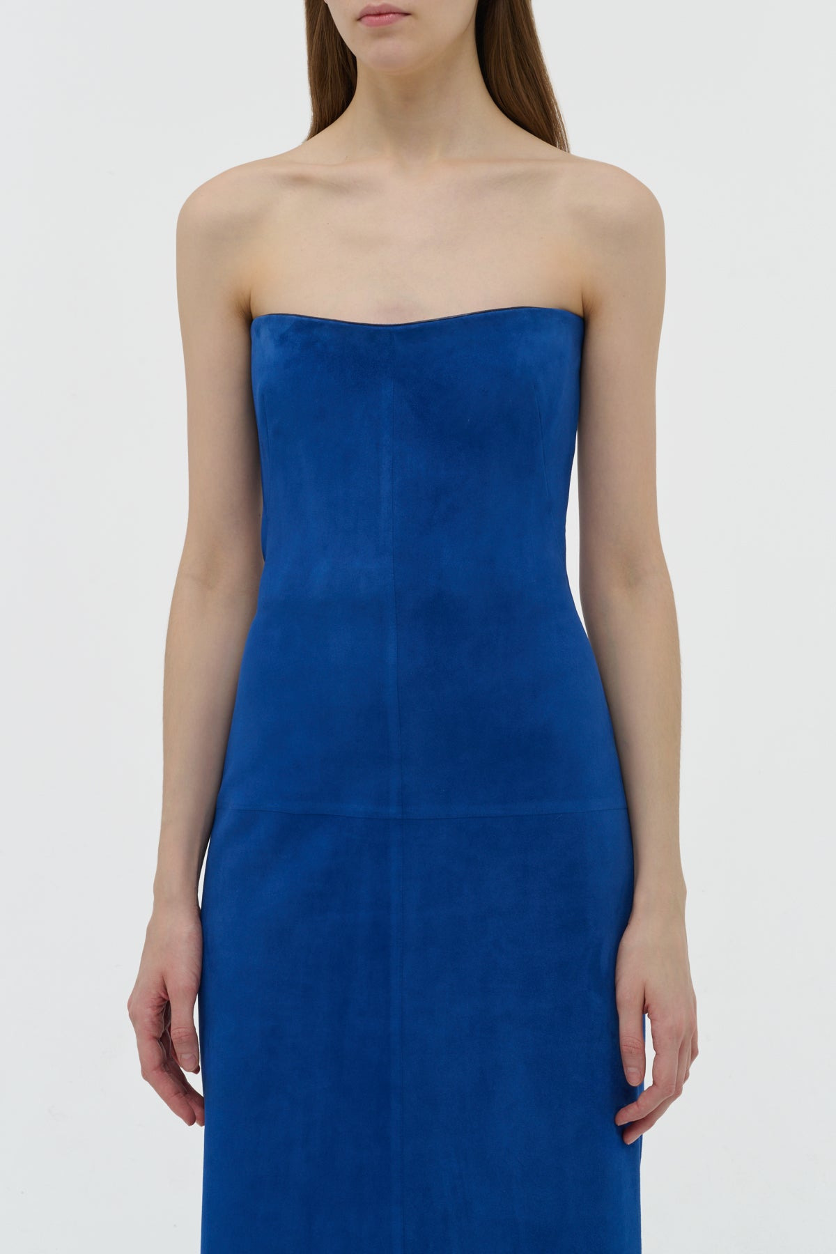 Ivara Strapless Maxi Dress in Cobalt Suede - 5