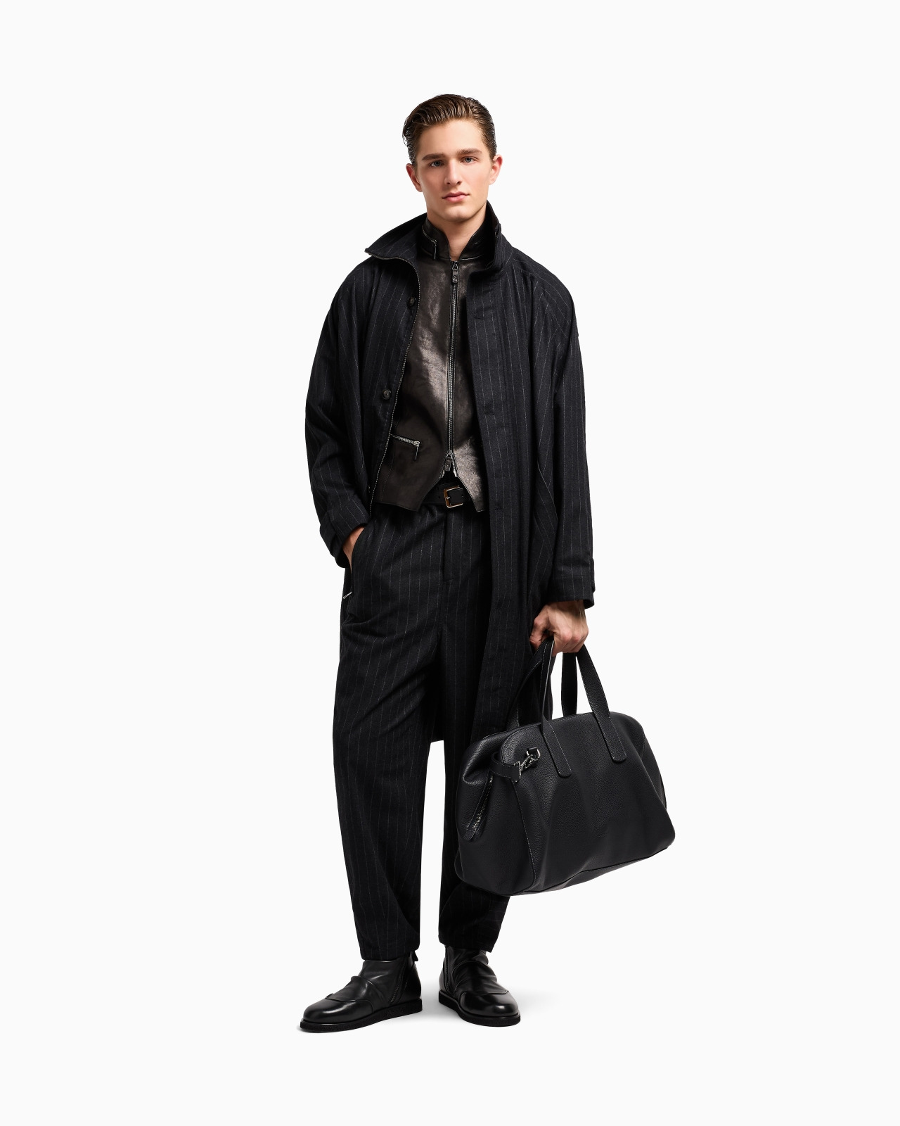 PINSTRIPED CASHMERE AND WOOL-BLEND COAT - 2