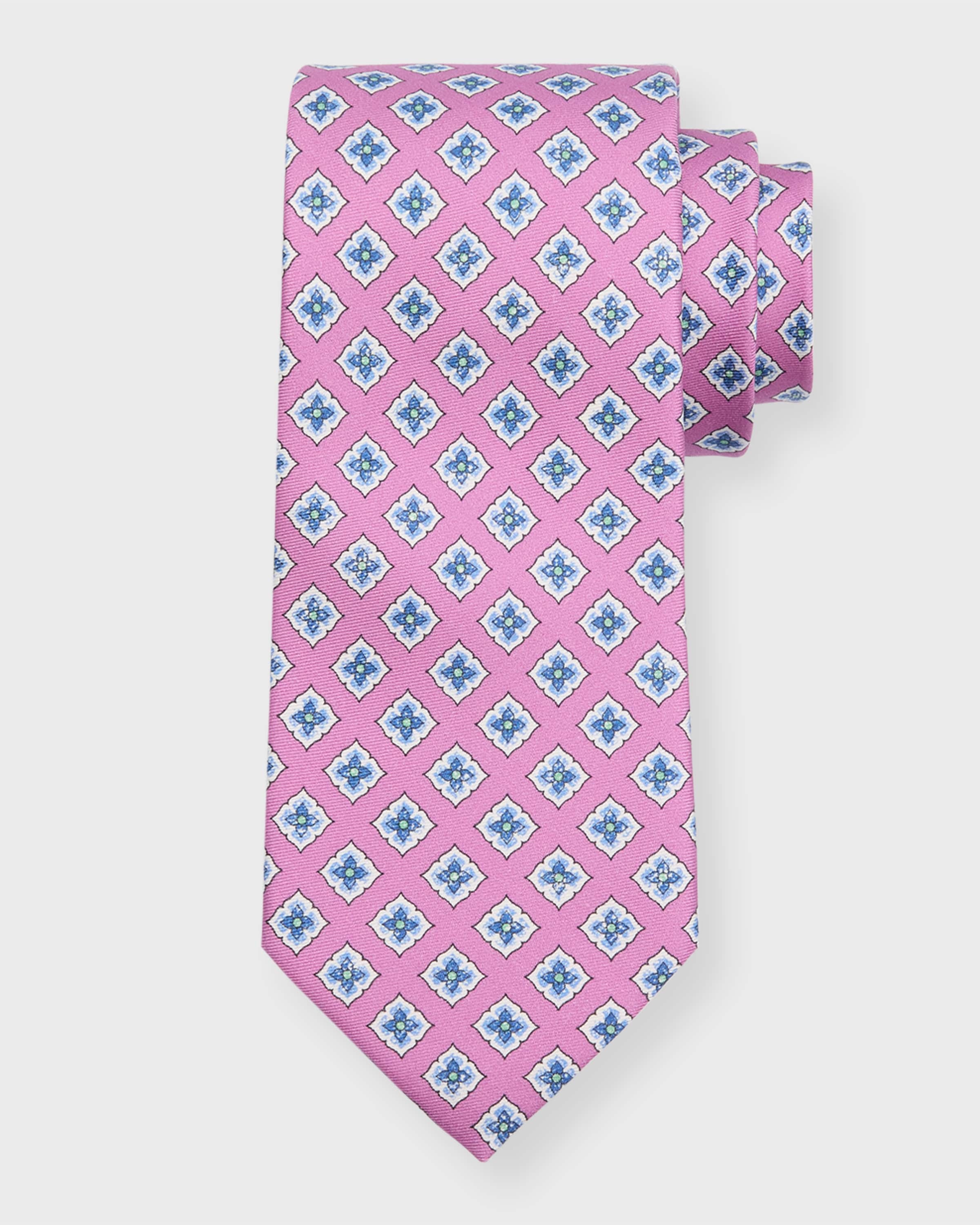 Men's Silk Floral-Print Tie - 1