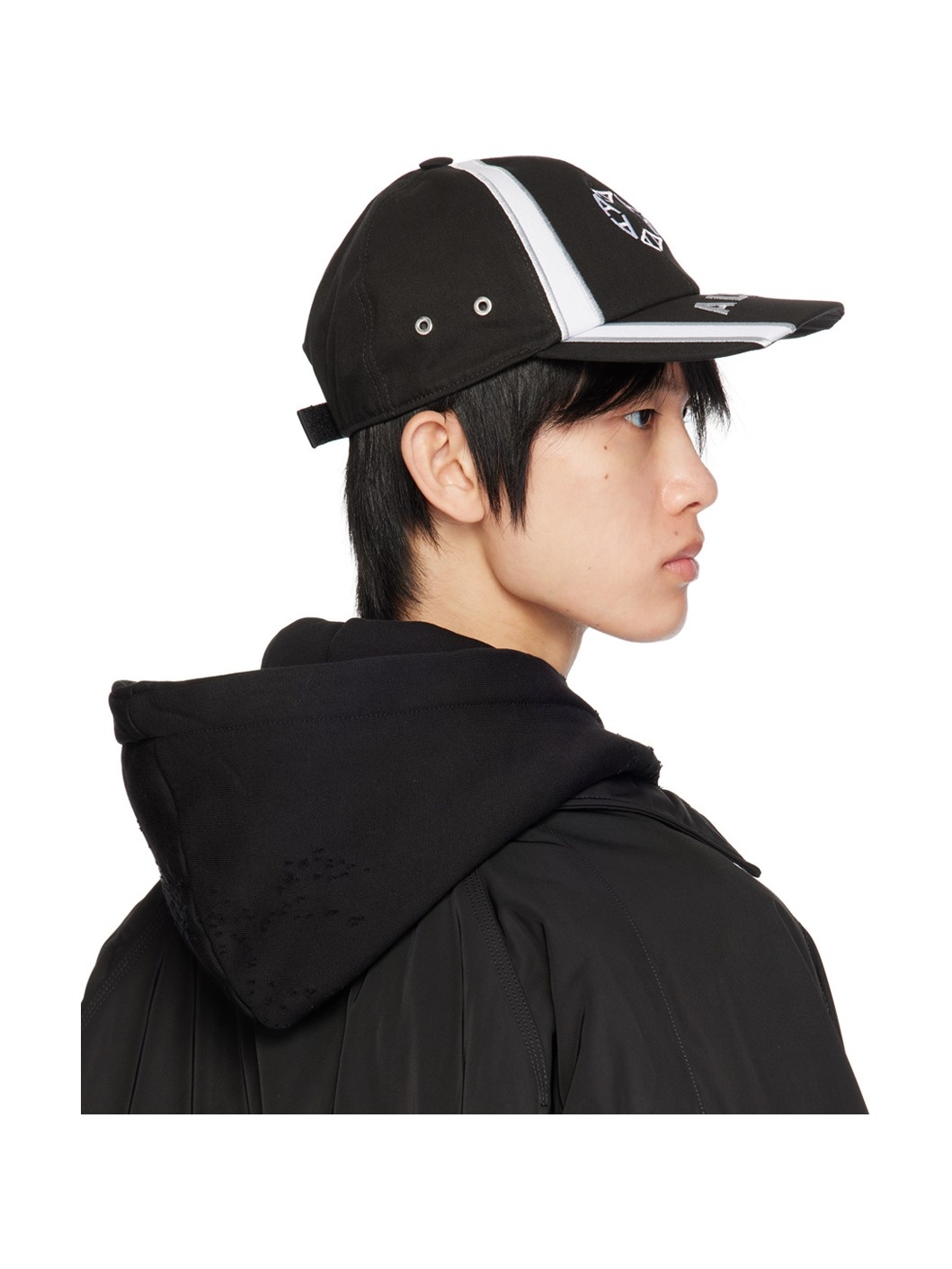 Black Embroidered Logo Cap - 3