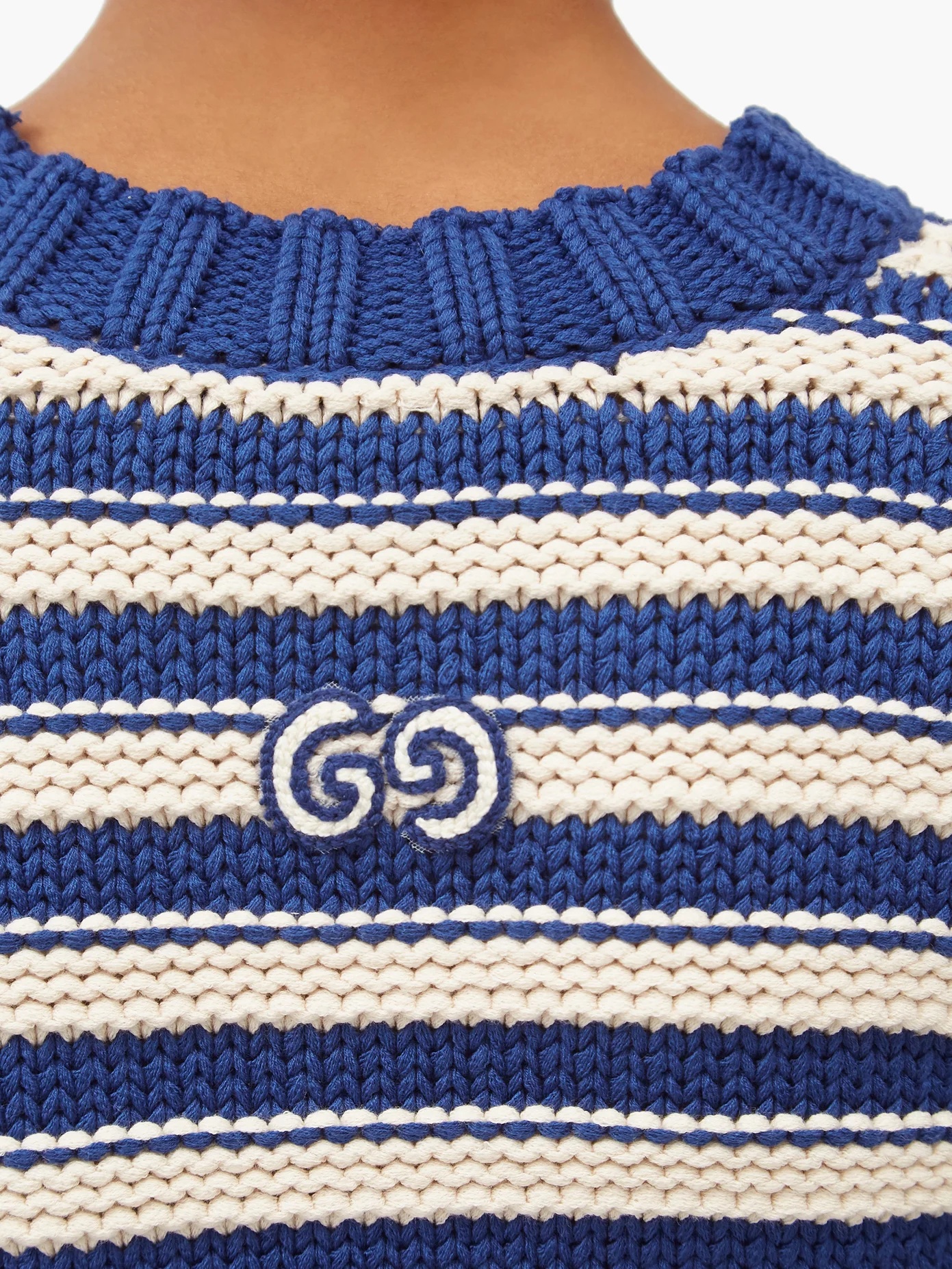 Logo-appliqué striped cotton-blend sweater - 3