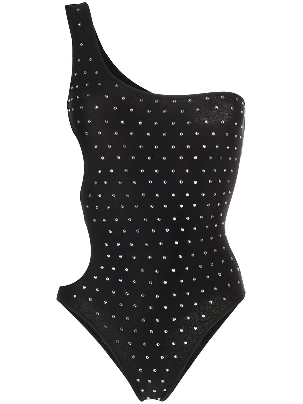 one-shoulder rhinestone swimsuit - 1