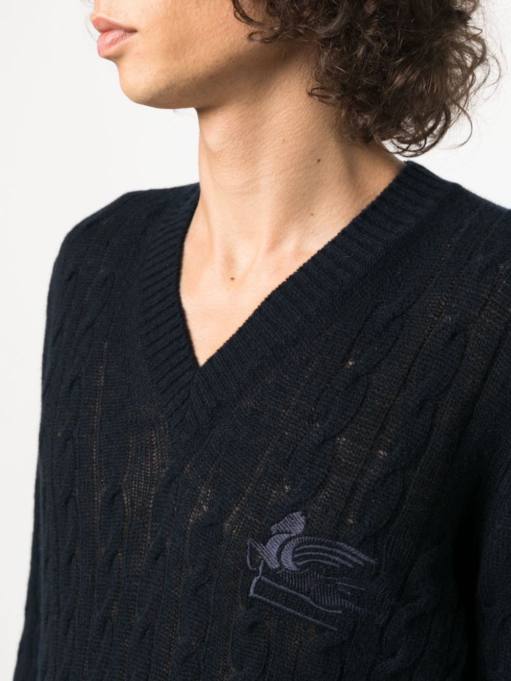 logo-embroidered cashmere jumper - 5