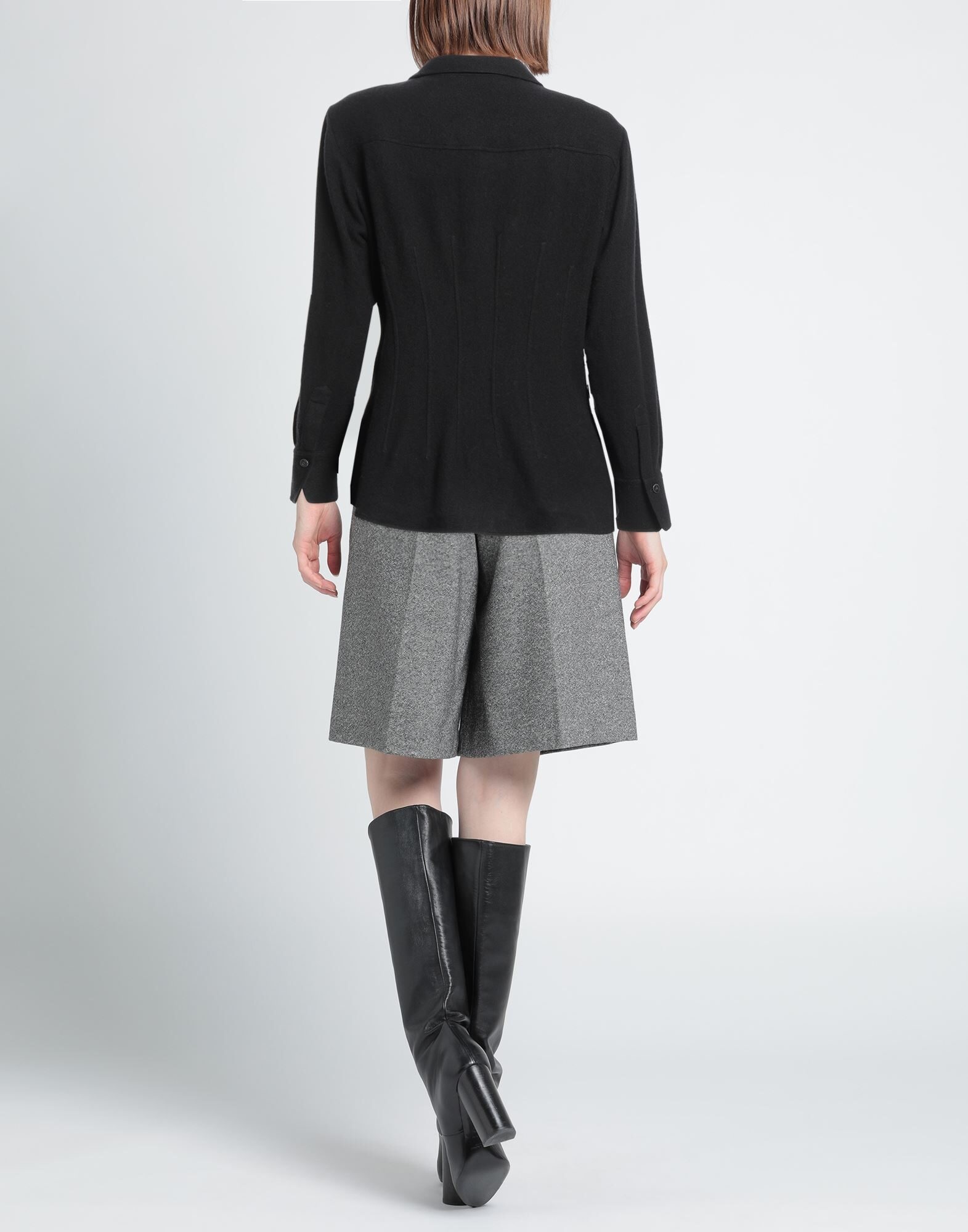 Black Women's Solid Color Shirts & Blouses - 3