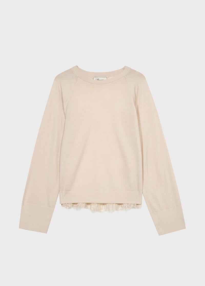 WOOL JUMPER WITH PLEATED TULLE BACK - 1