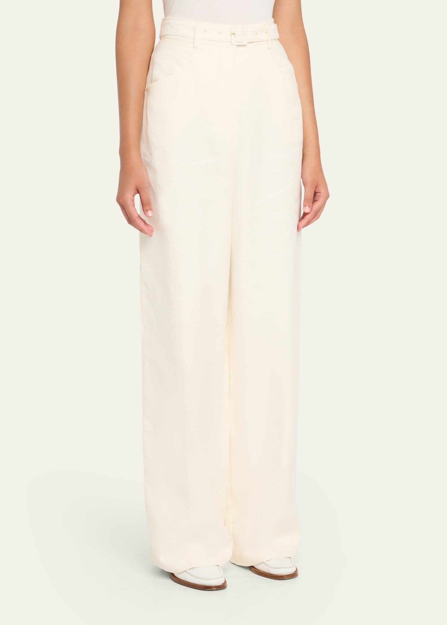Norman Belted Linen Twill Straight-Leg Pants - 4