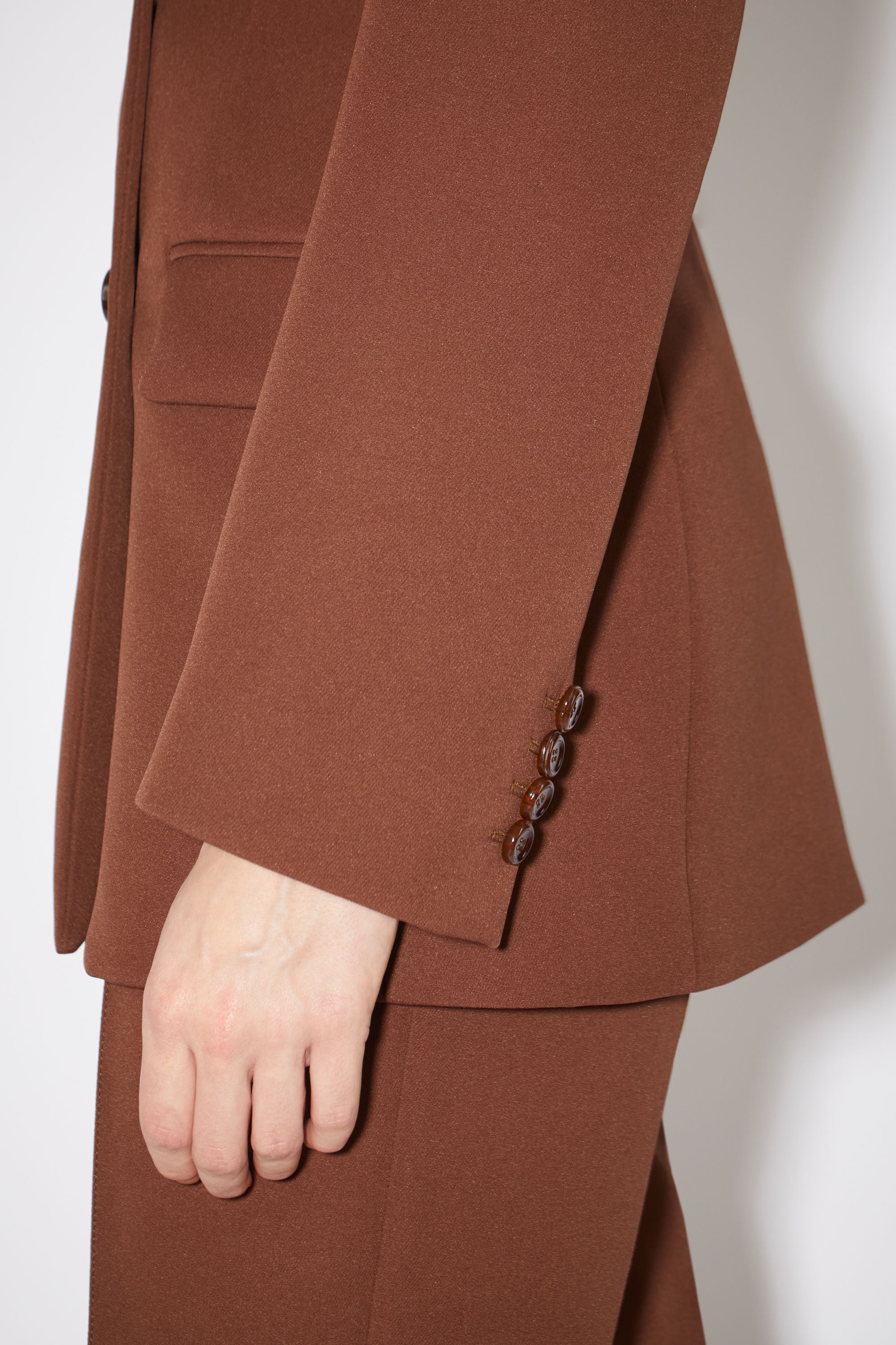 Double-breasted suit jacket - Cognac brown - 5