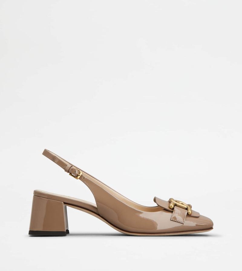 KATE SLINGBACK PUMPS IN PATENT LEATHER - BEIGE 1