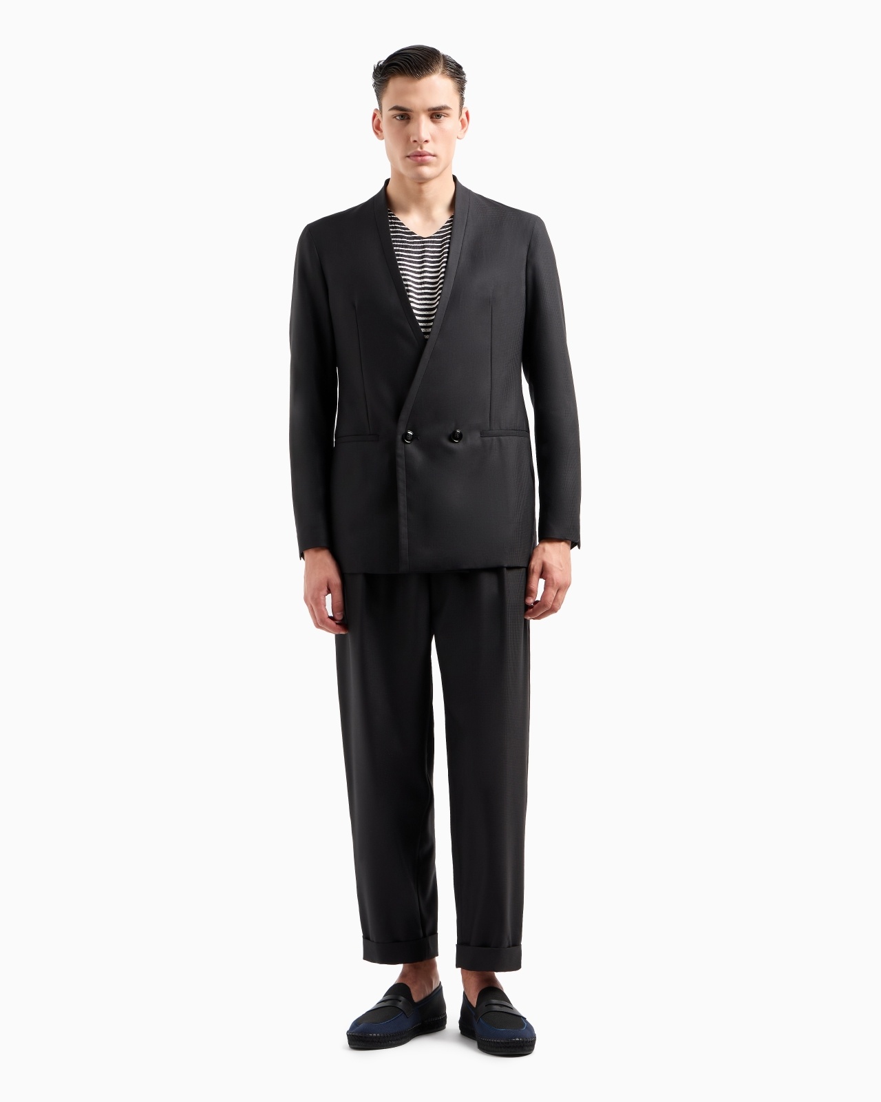 UPTON LINE DOUBLE-BREASTED SUIT IN A MICRO GINGHAM VIRGIN WOOL - 4