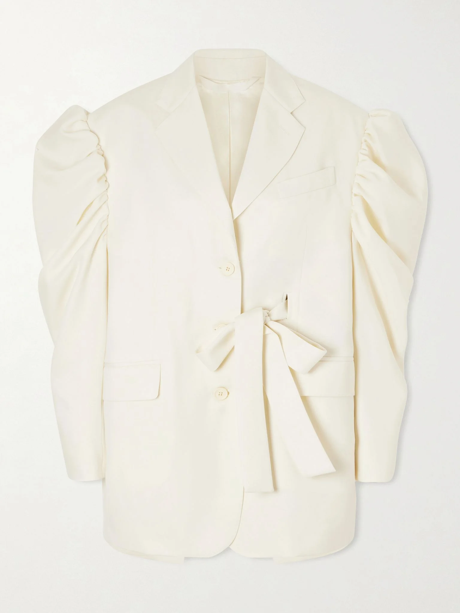 Open-back woven blazer Cream - 1