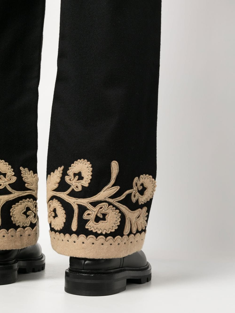 embroidered-hem detail trousers - 6