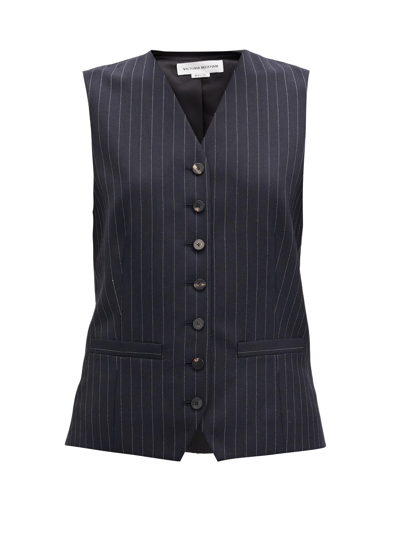 Single-breasted pinstriped wool waistcoat - 1